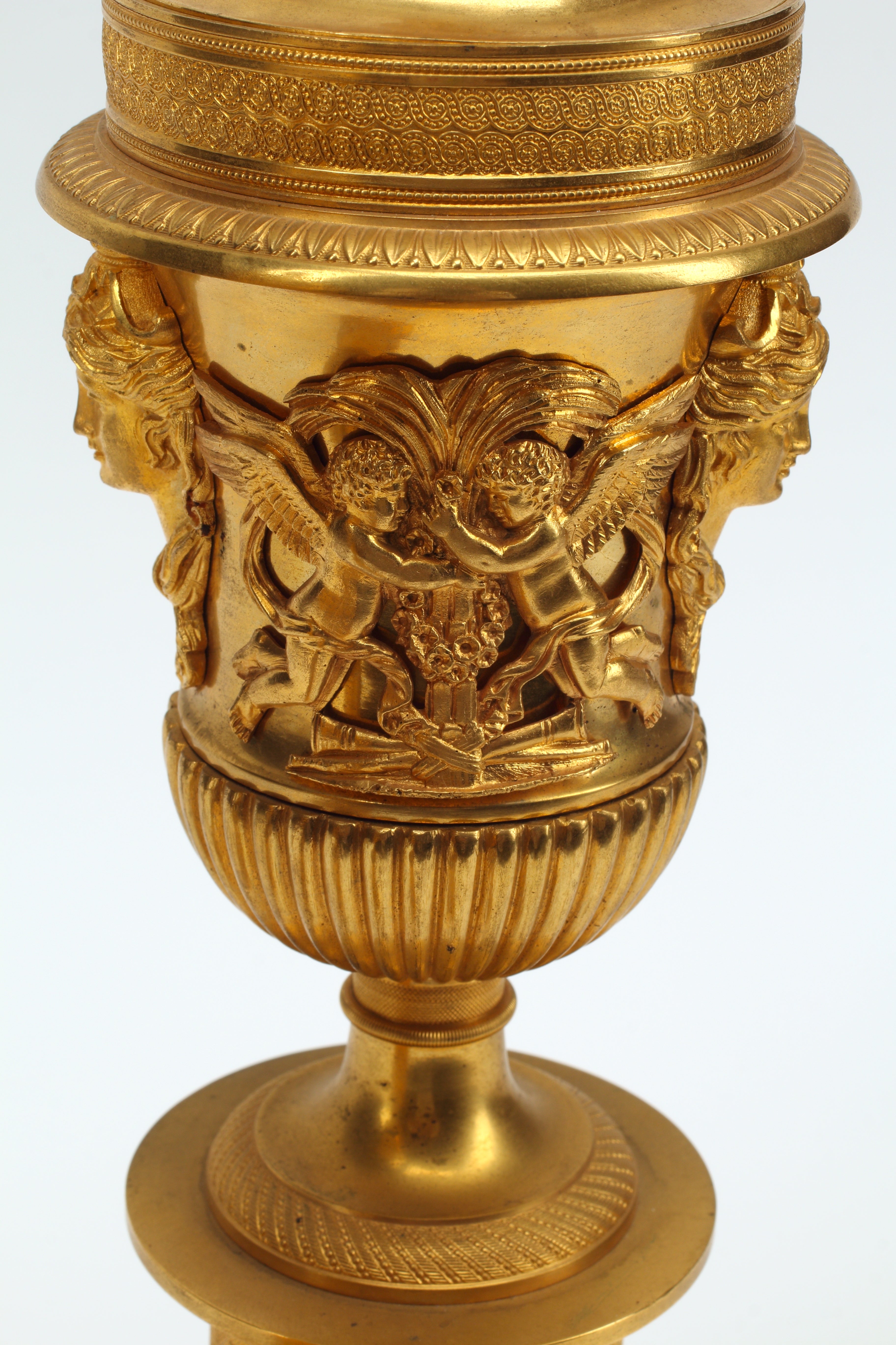 Pair of Reversible Gilt Bronze Cassolettes/Candlestick Holders, 19th C. French