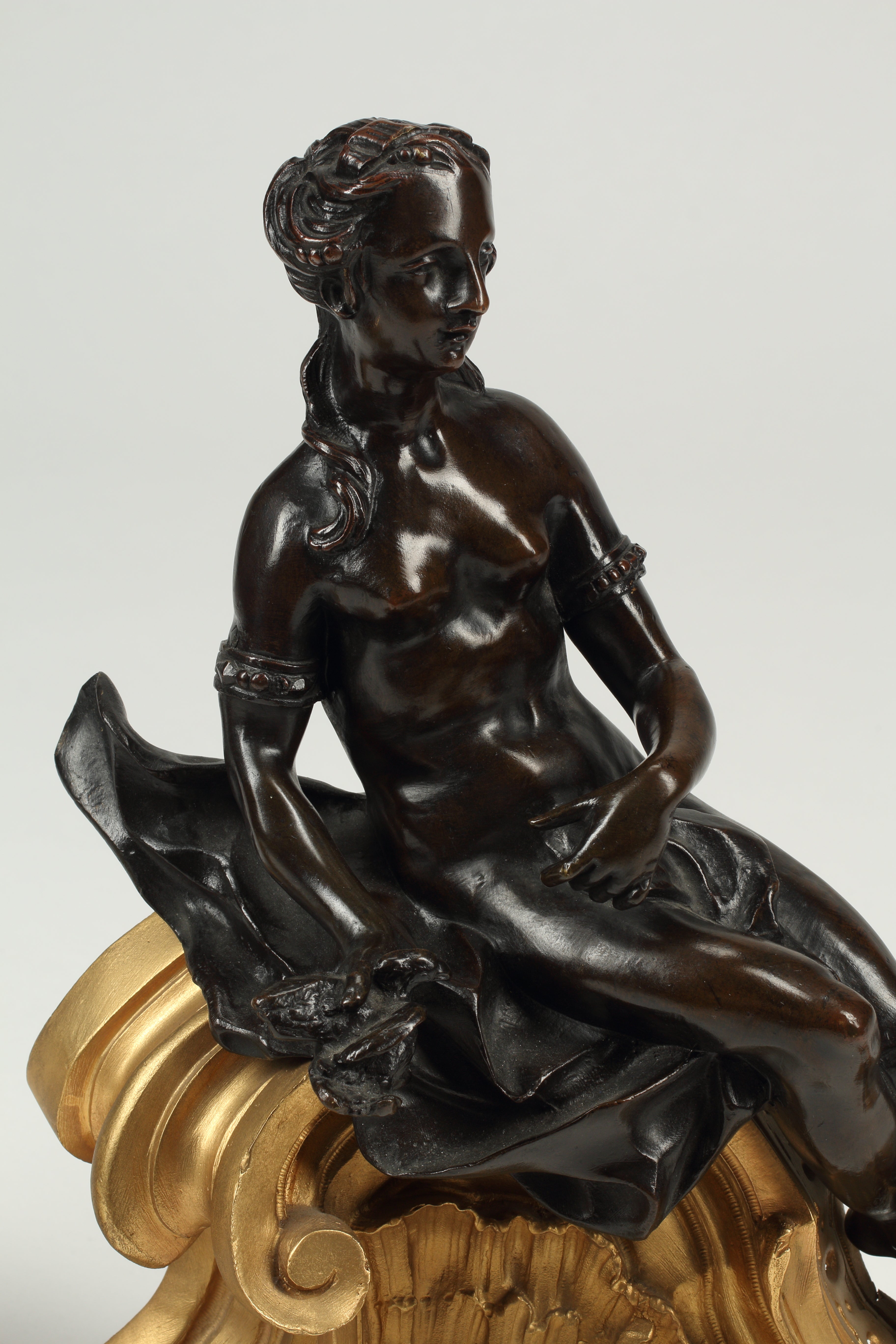 Pair Bronze Chenets, French 19th Century