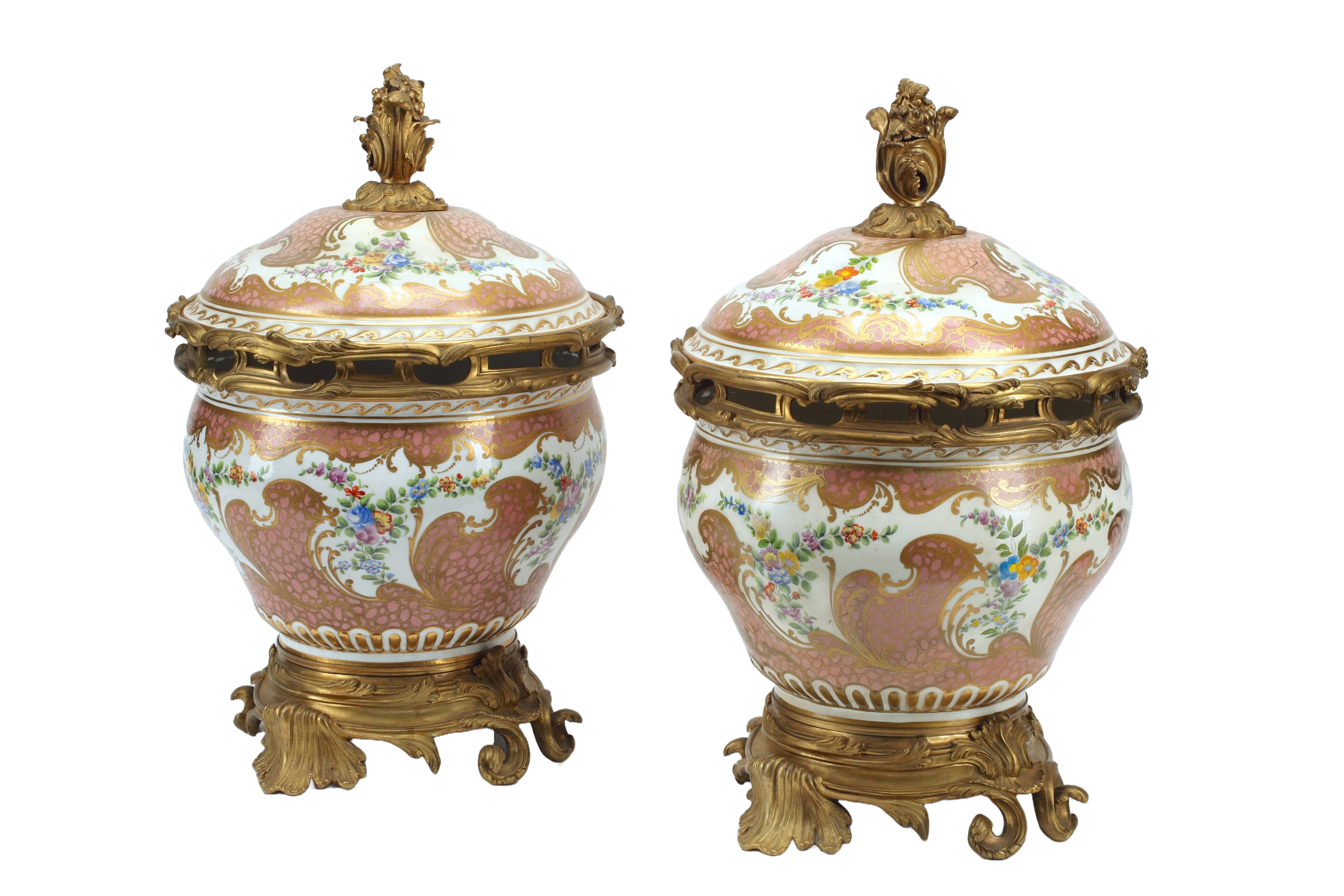 Pair of Sèvres Style Porcelain and Ormolu Potpourri, 19th Century French