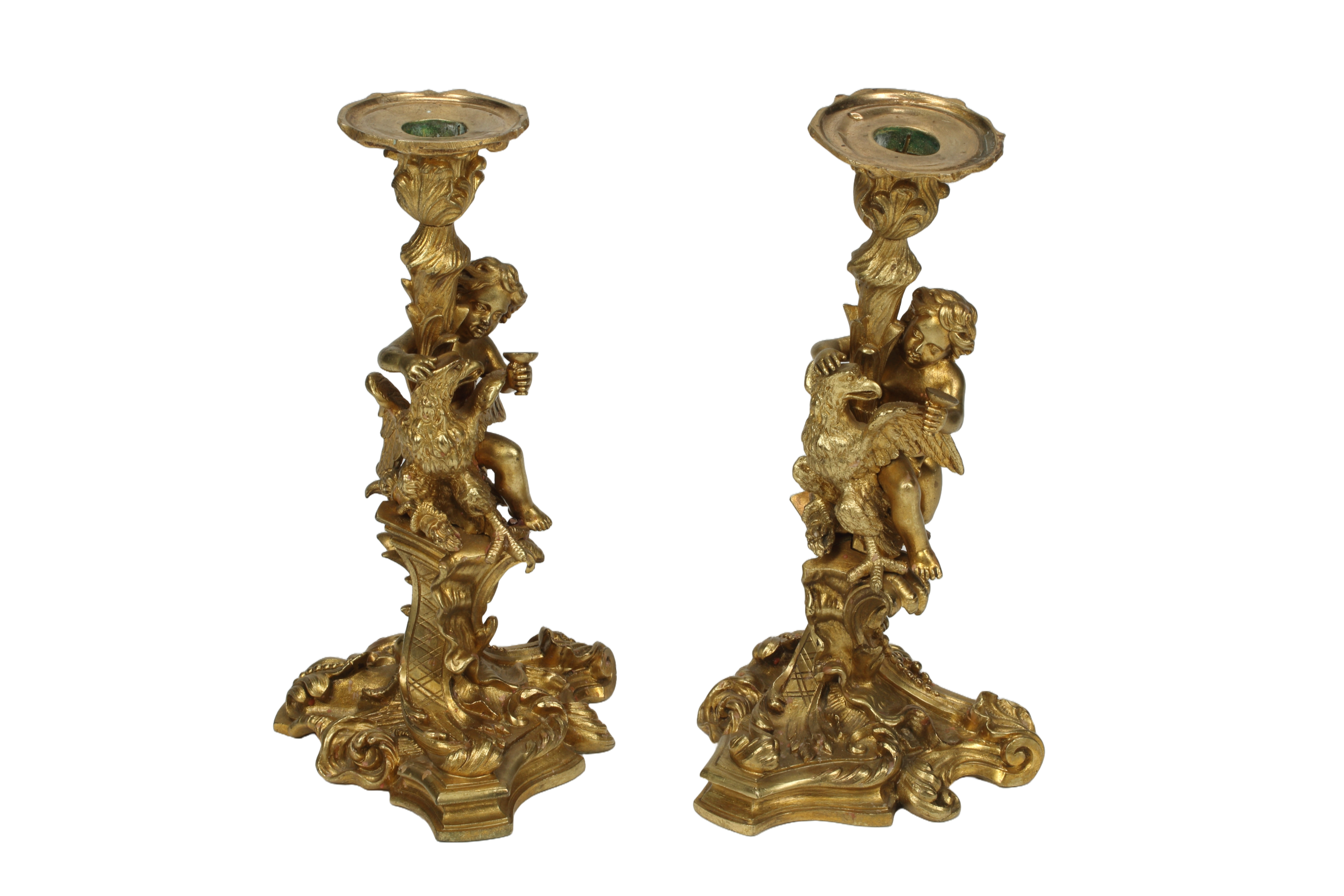 Pair of Napoleon III Bronze Candlesticks, French 19th Century