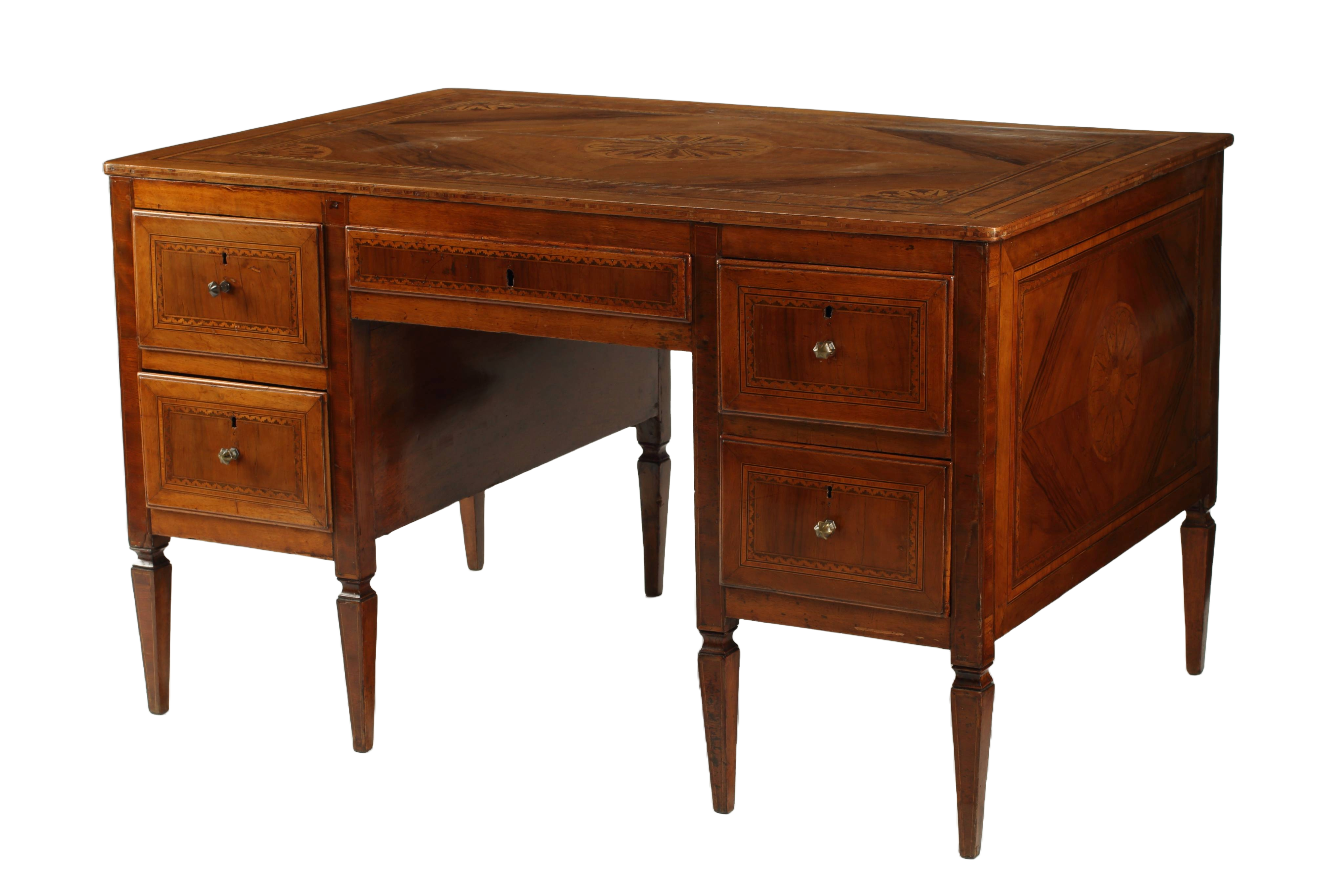 Italian Neoclassical Marquetry Partner Desk, 1800