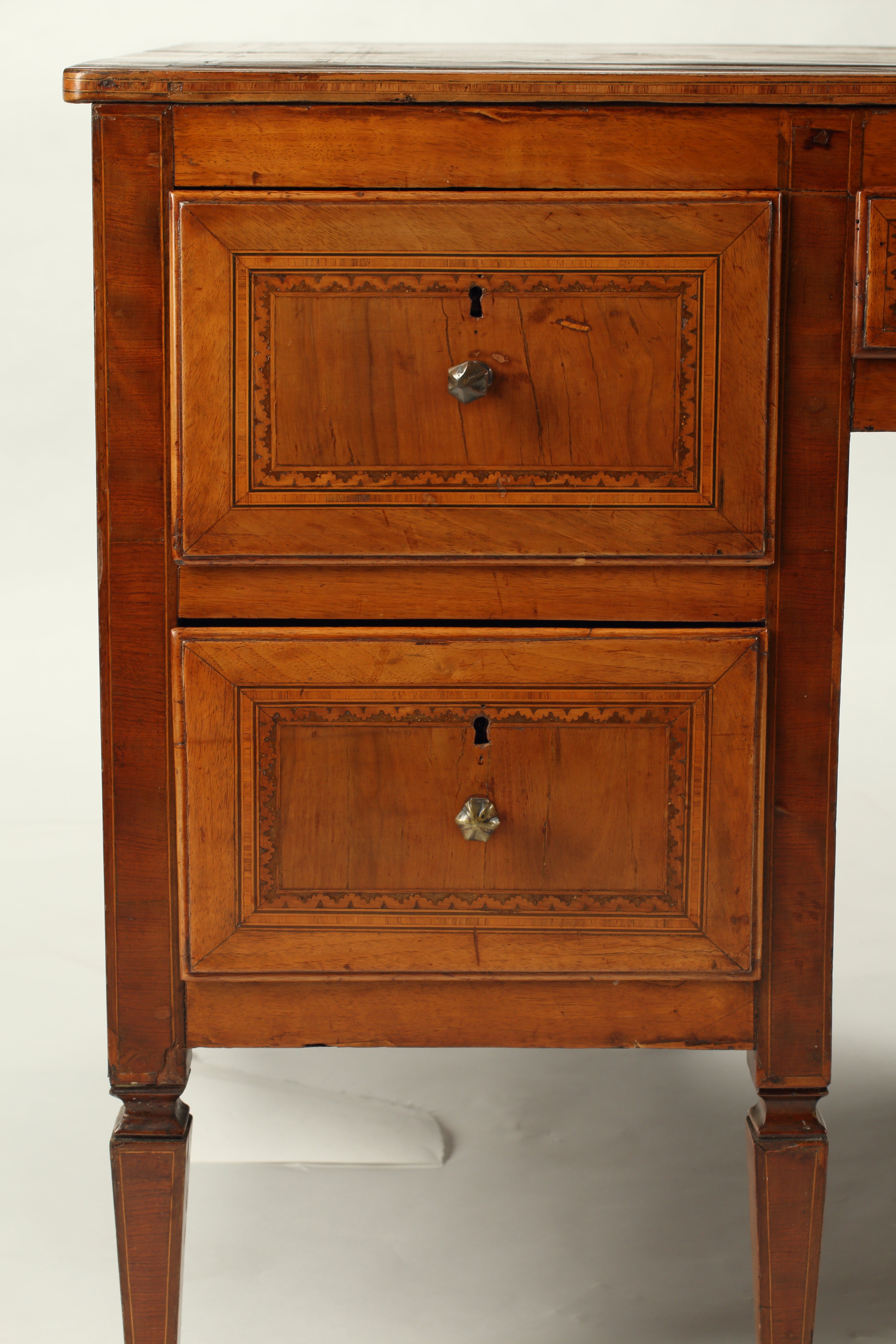 Italian Neoclassical Marquetry Partner Desk, 1800