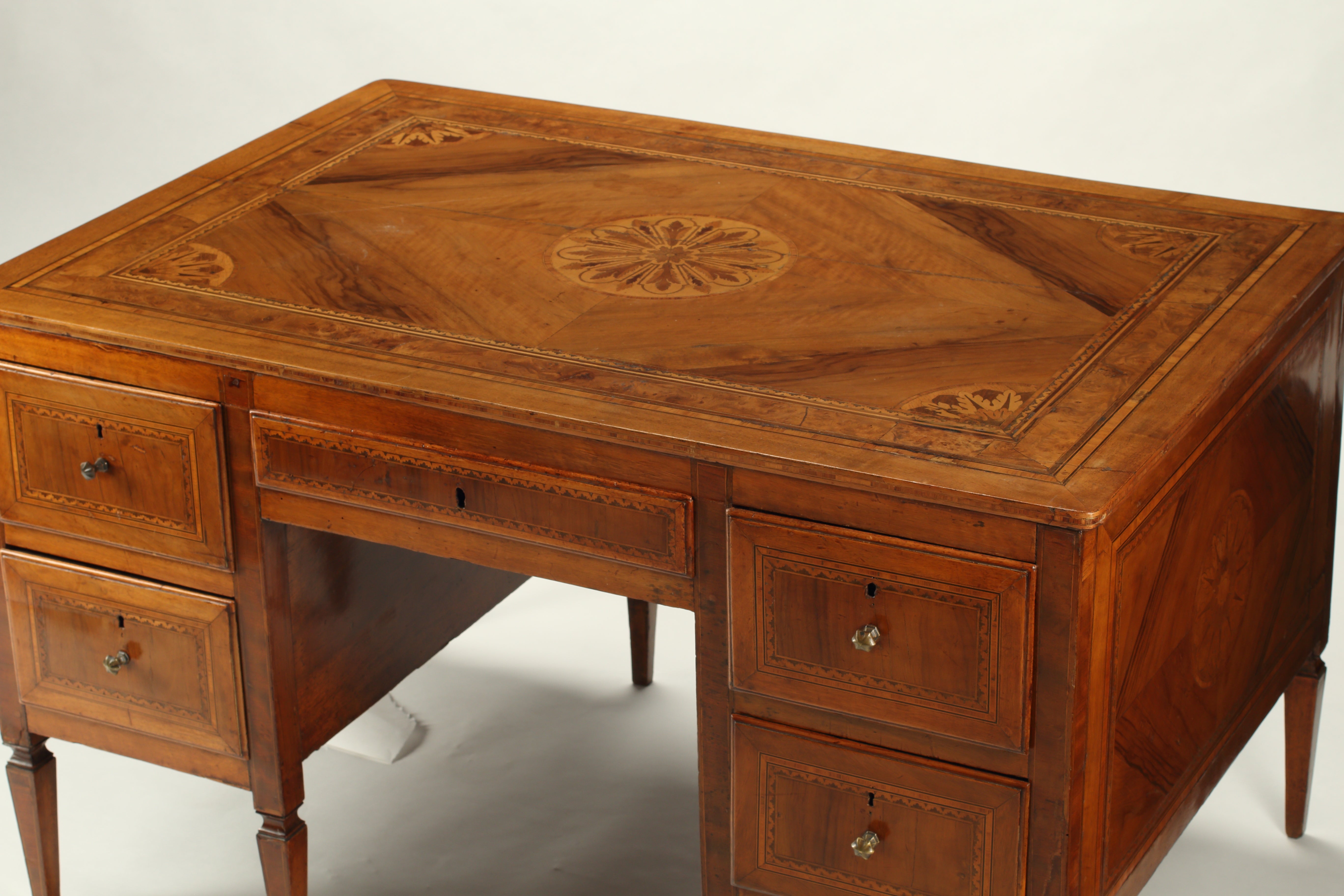 Italian Neoclassical Marquetry Partner Desk, 1800