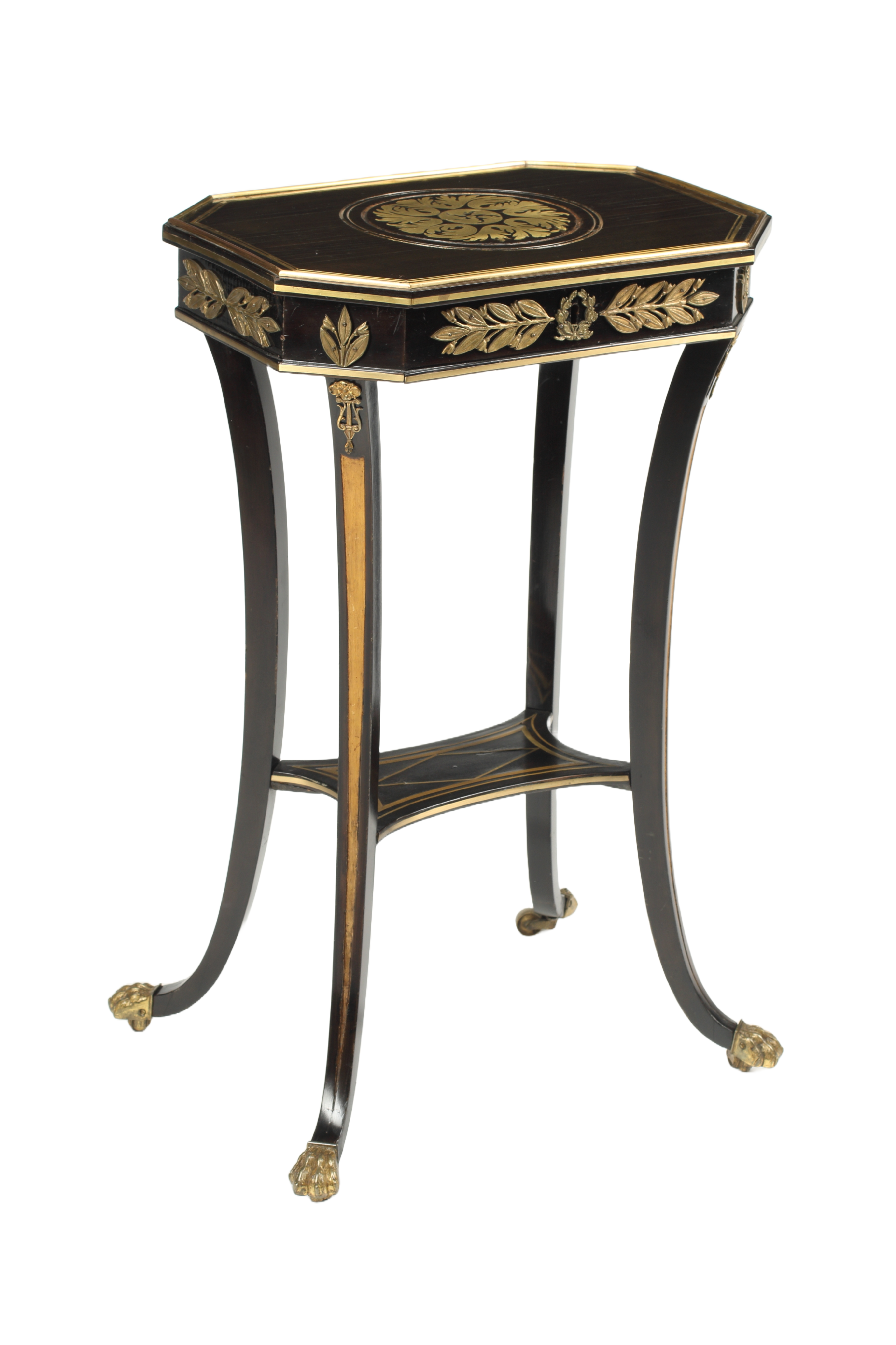 Napoleon III Parcel Gilt Ebony Veneered Side Table