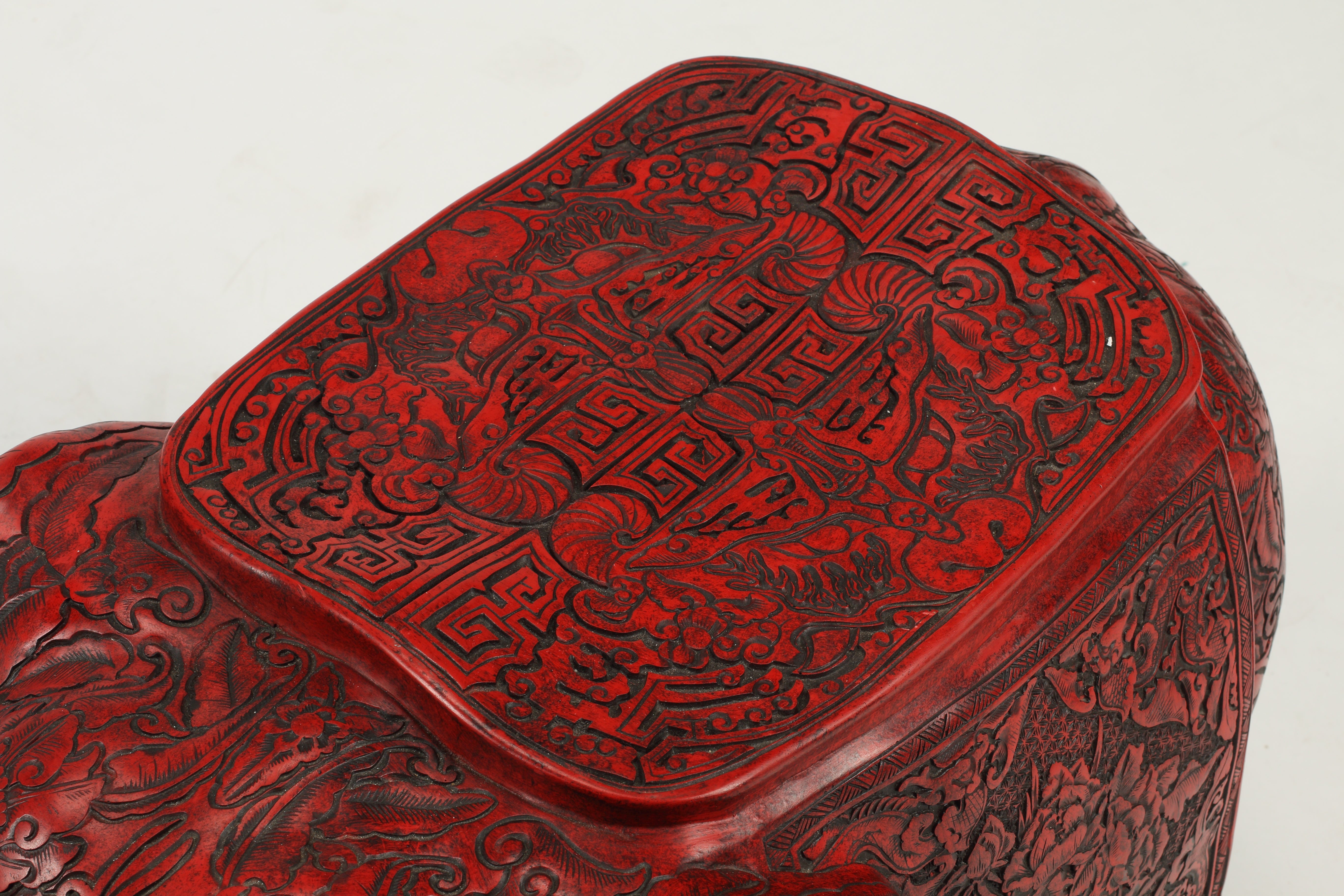 Pair of Cinnabar Style Elephant Stools