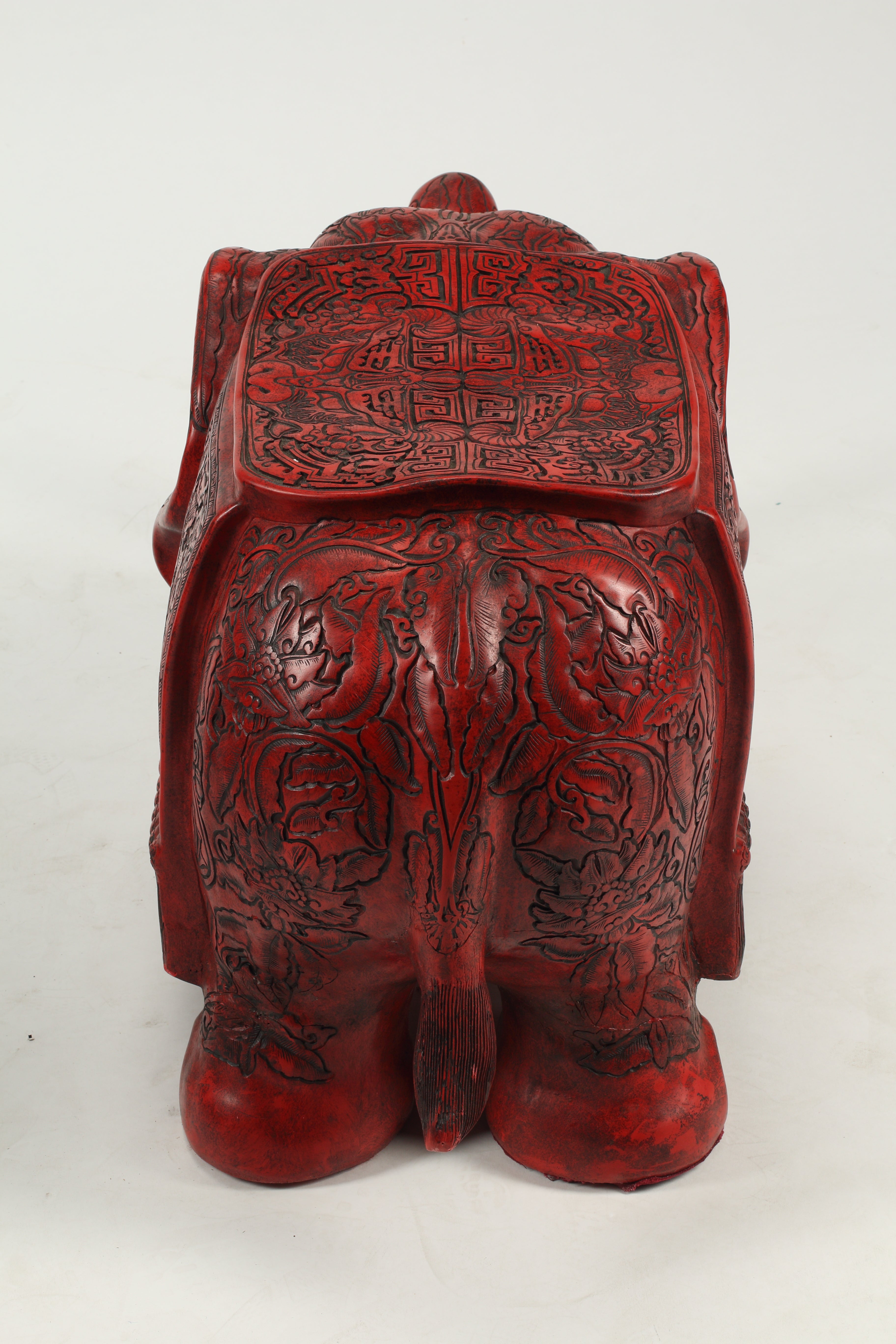 Pair of Cinnabar Style Elephant Stools