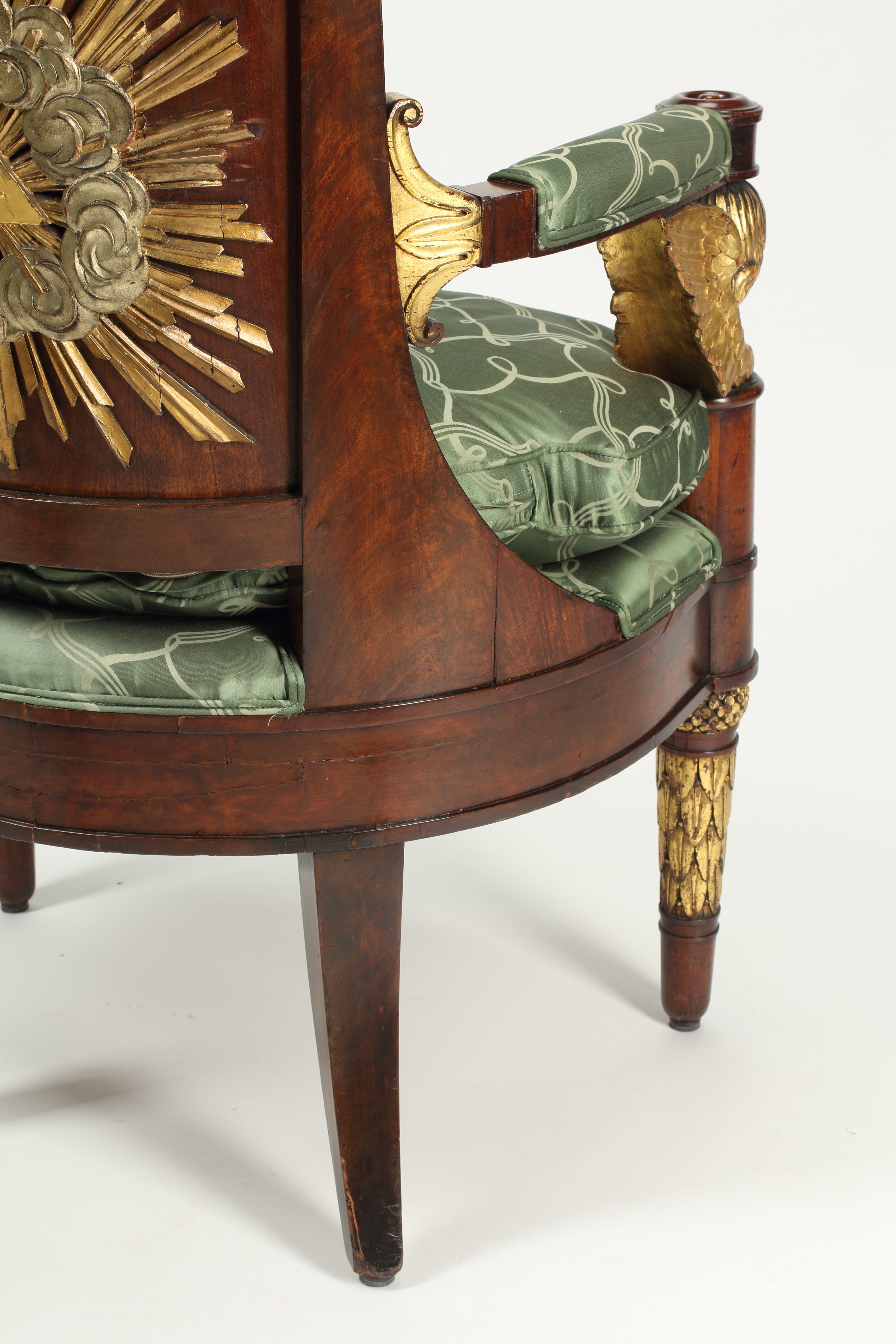 19th Century Empire Style Parcel Gilt Mahogany Armchair