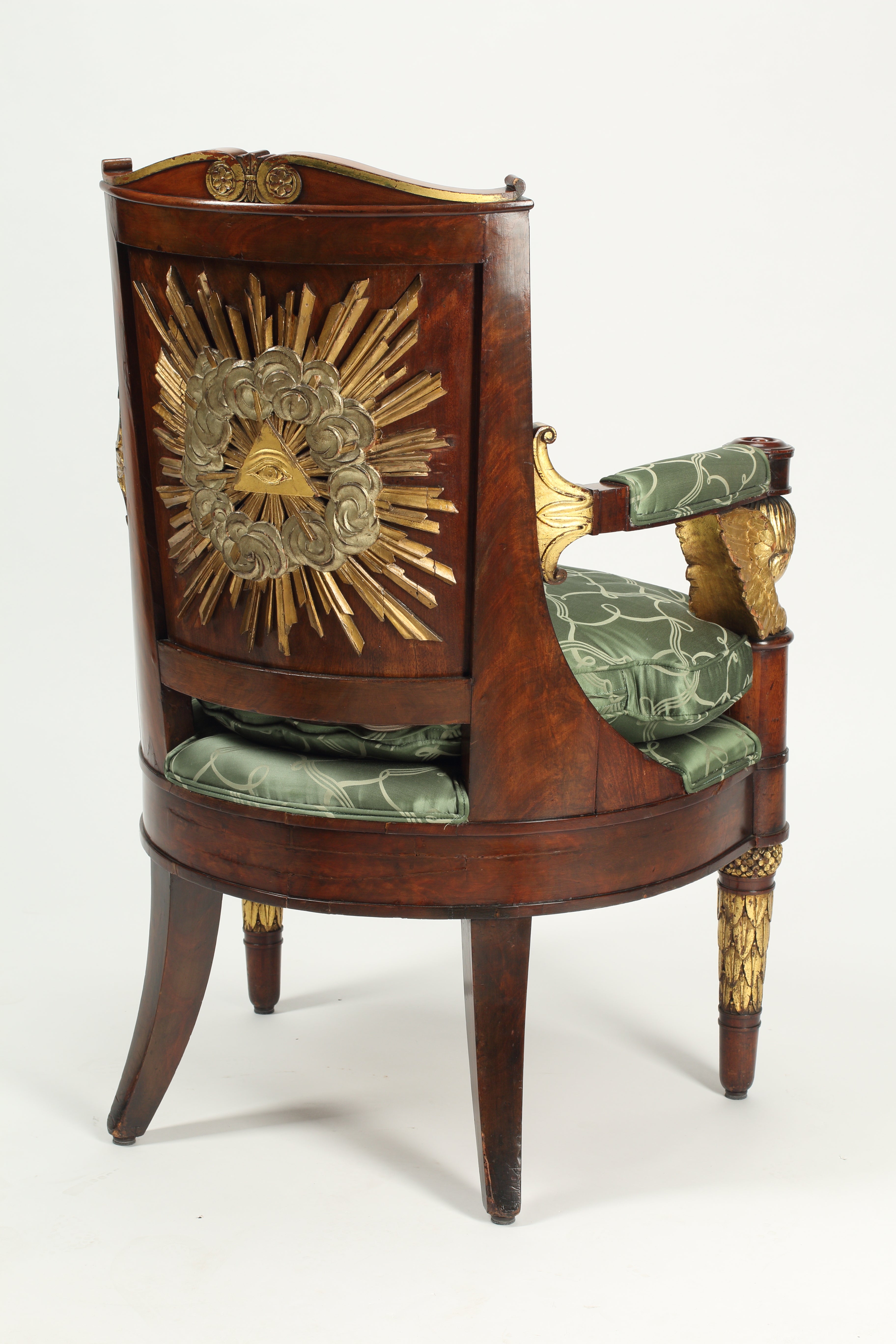 19th Century Empire Style Parcel Gilt Mahogany Armchair