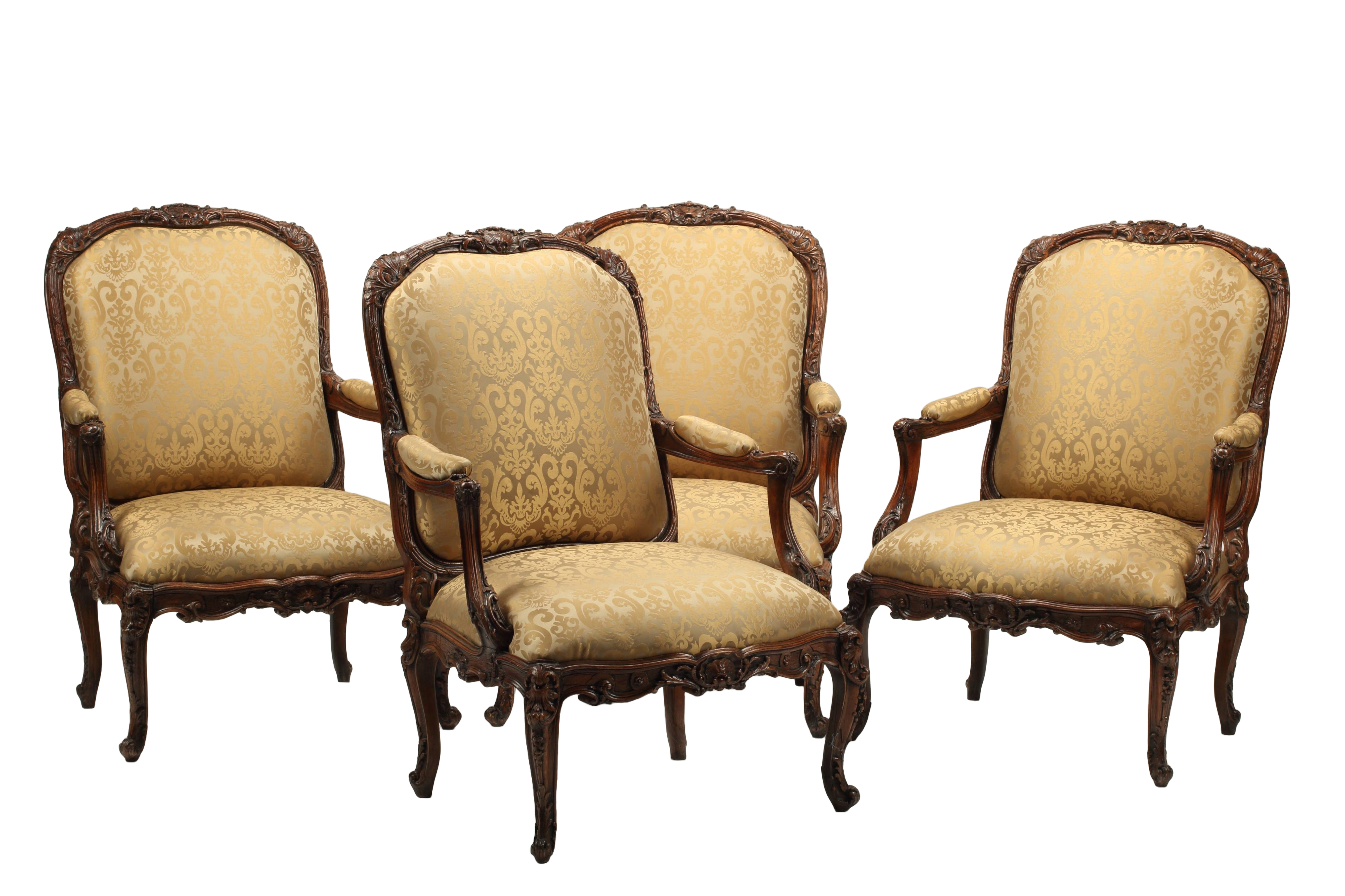 Set of Four French Régence Style Armchairs, 19th Century