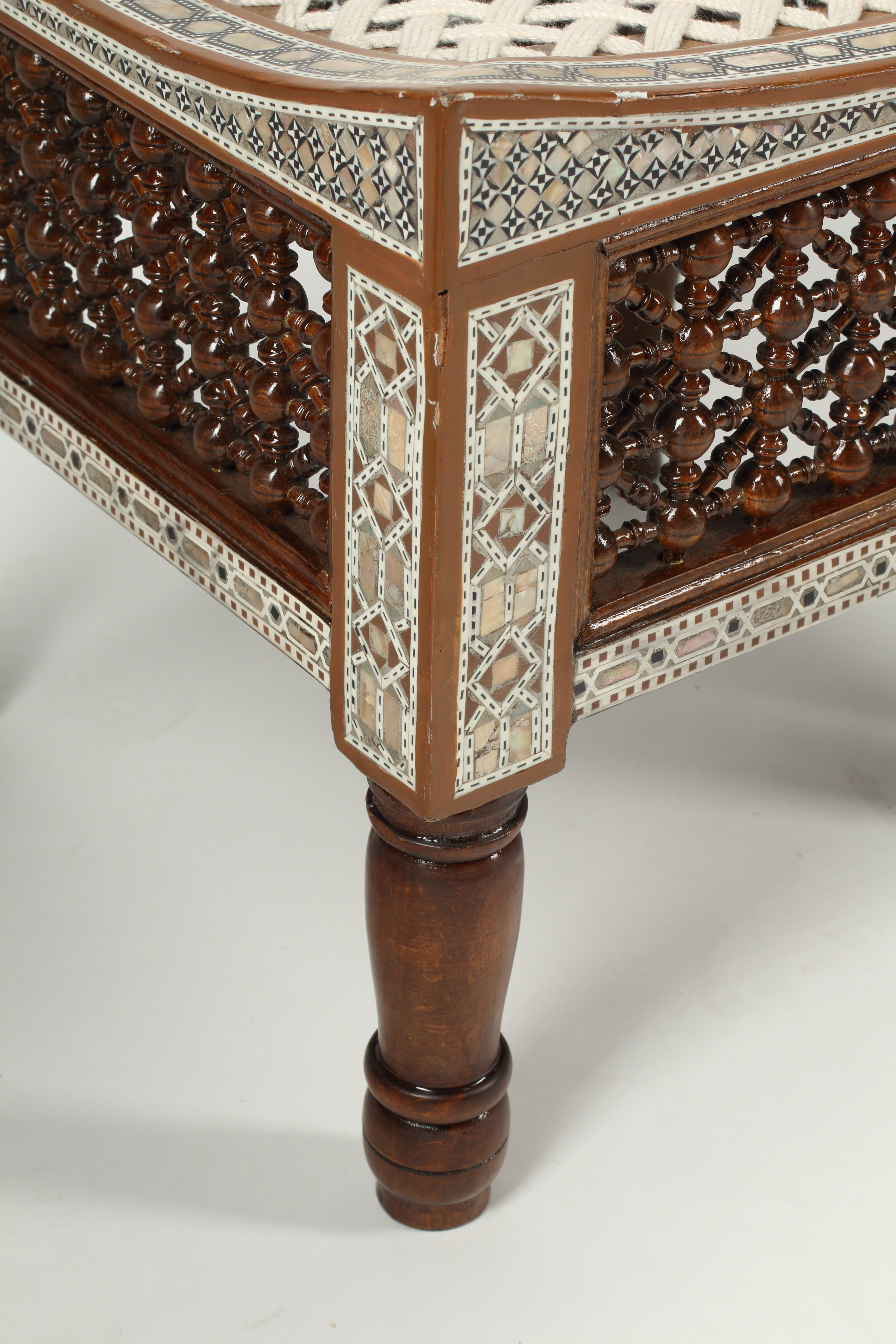 Levantine Mother of Pearl Inlaid Stools, Set of Four