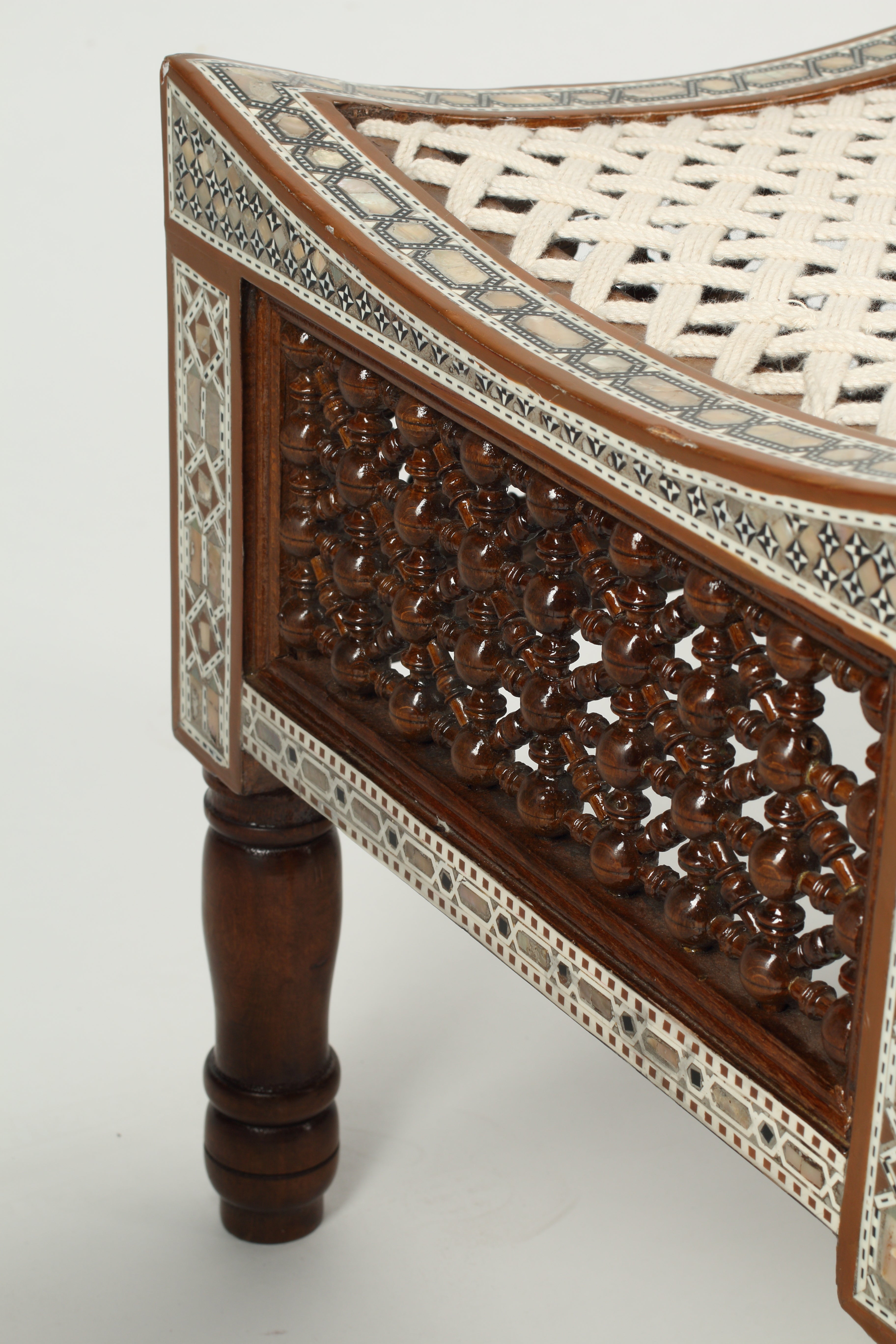 Levantine Mother of Pearl Inlaid Stools, Set of Four