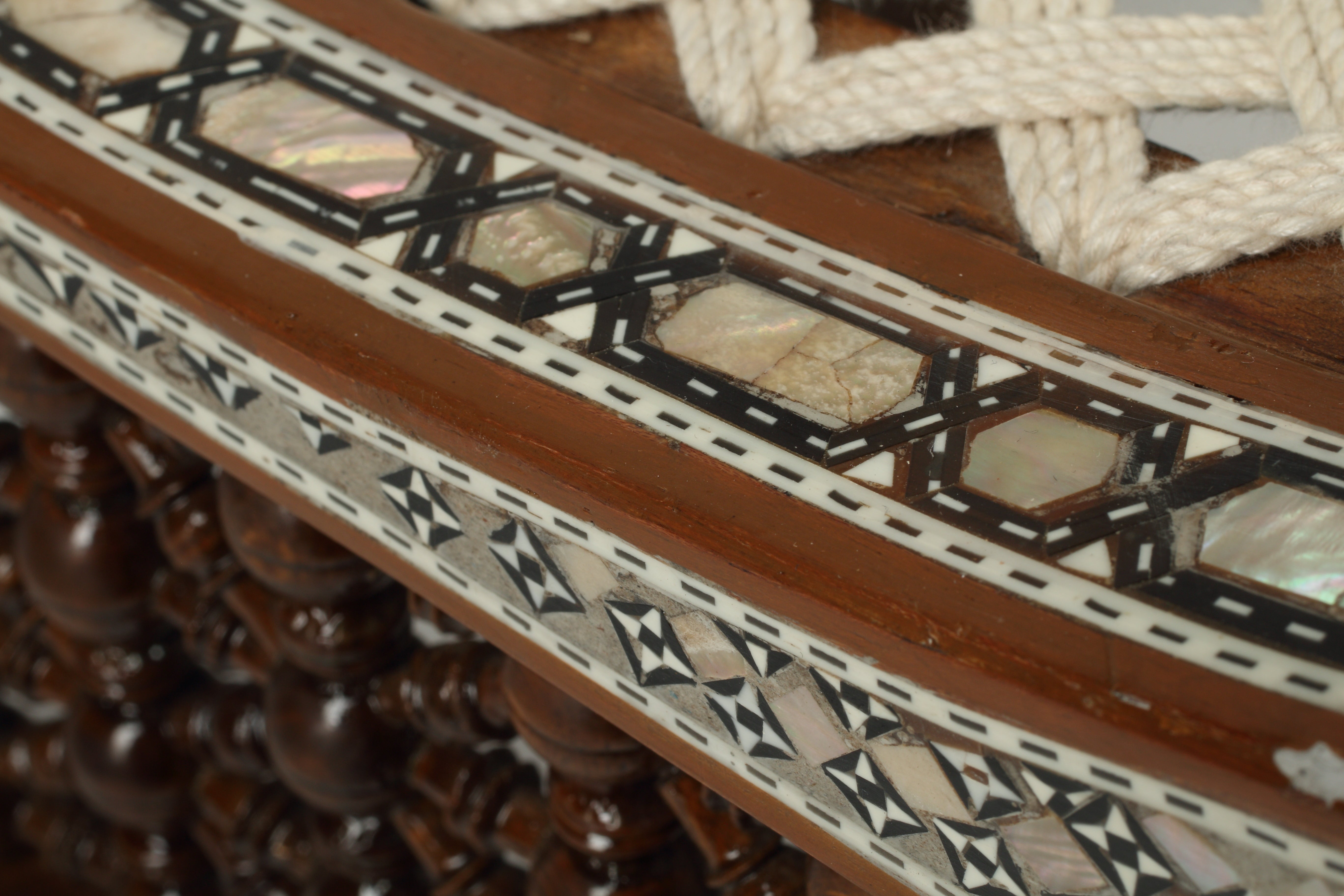 Levantine Mother of Pearl Inlaid Stools, Set of Four