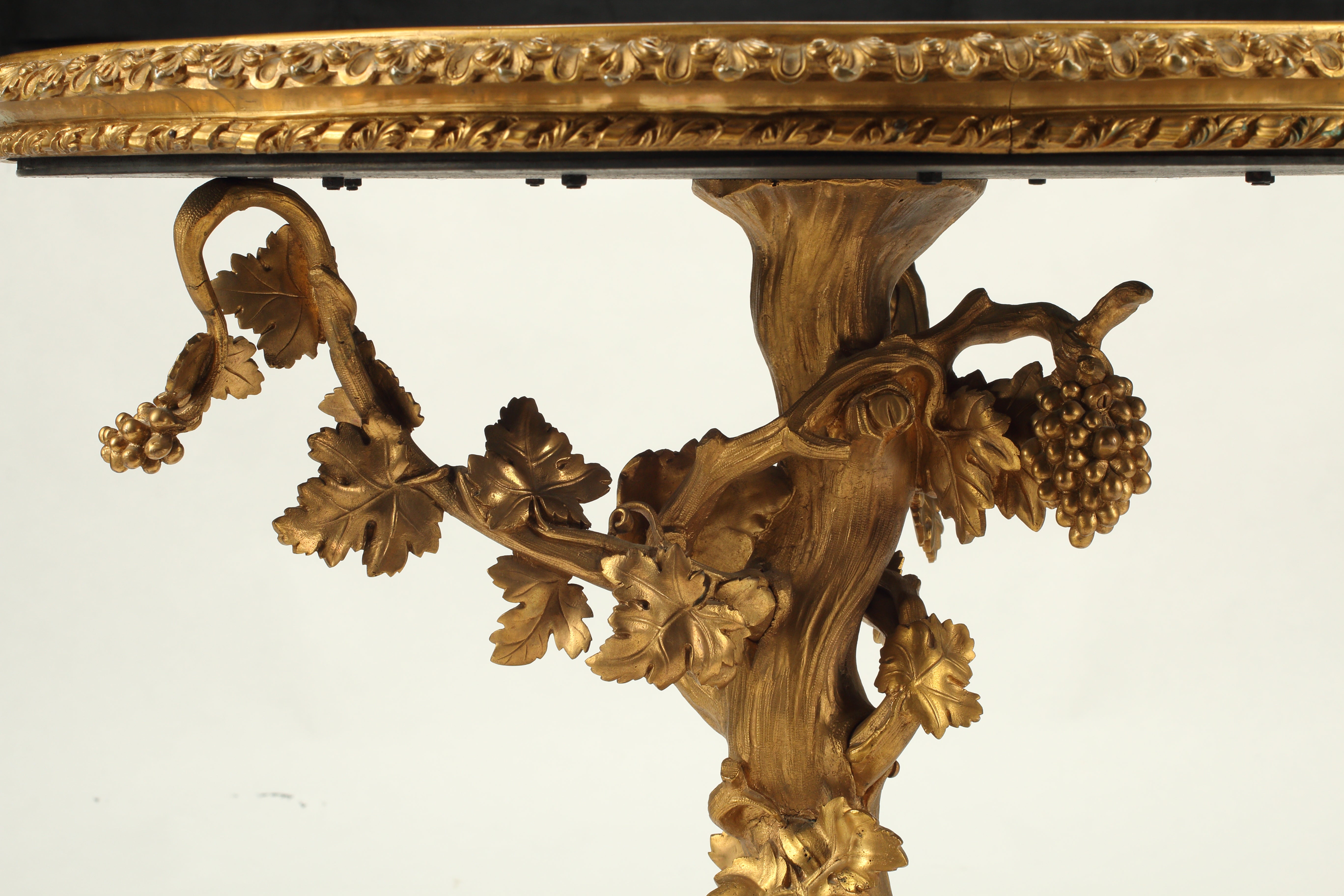 Gilt Bronze Table with Hand Painted Porcelain Top, 19th Century Continental