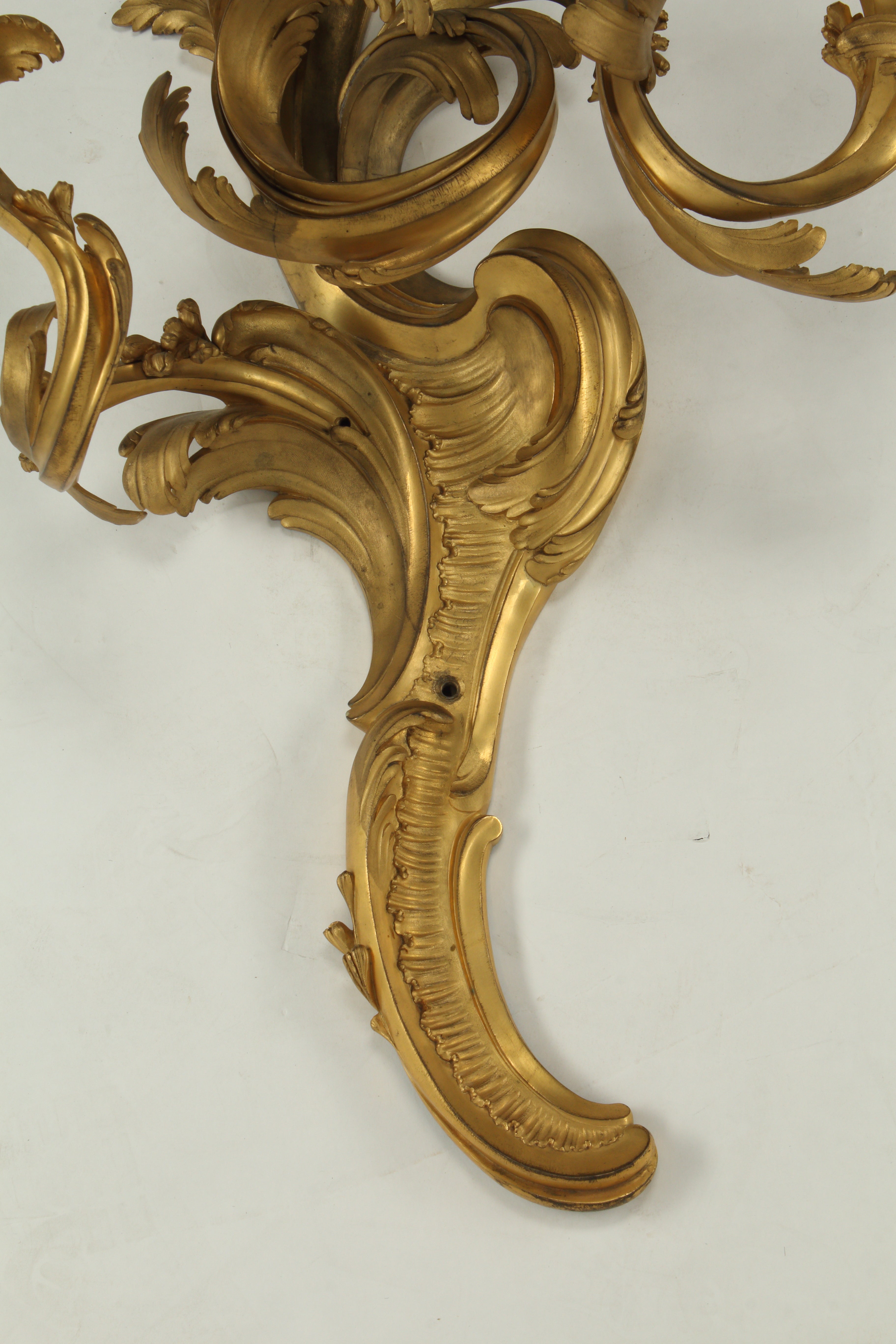 Pair of Palatial Louis XV Style Doré Bronze Sconces, 19th Century