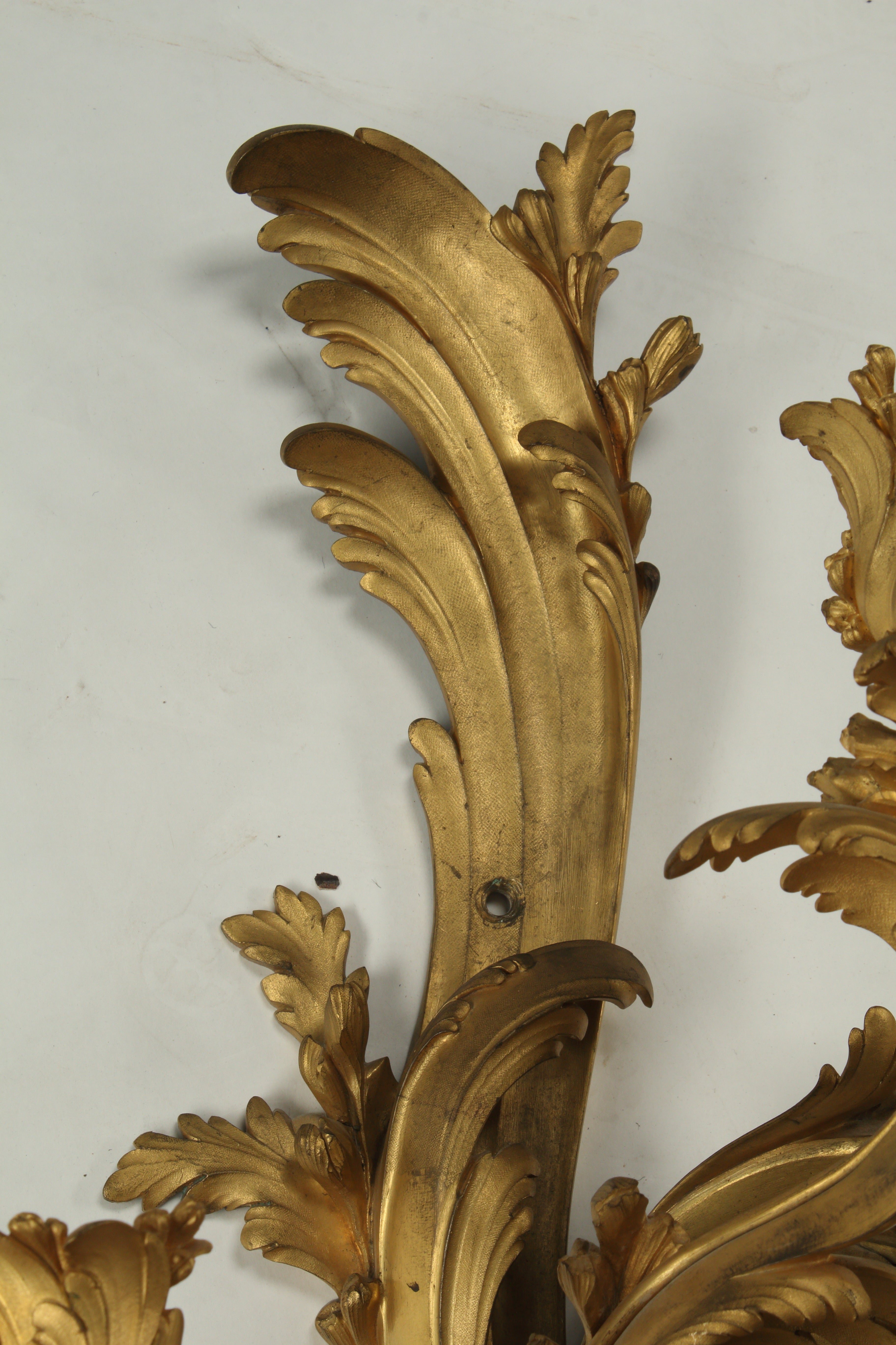 Pair of Palatial Louis XV Style Doré Bronze Sconces, 19th Century