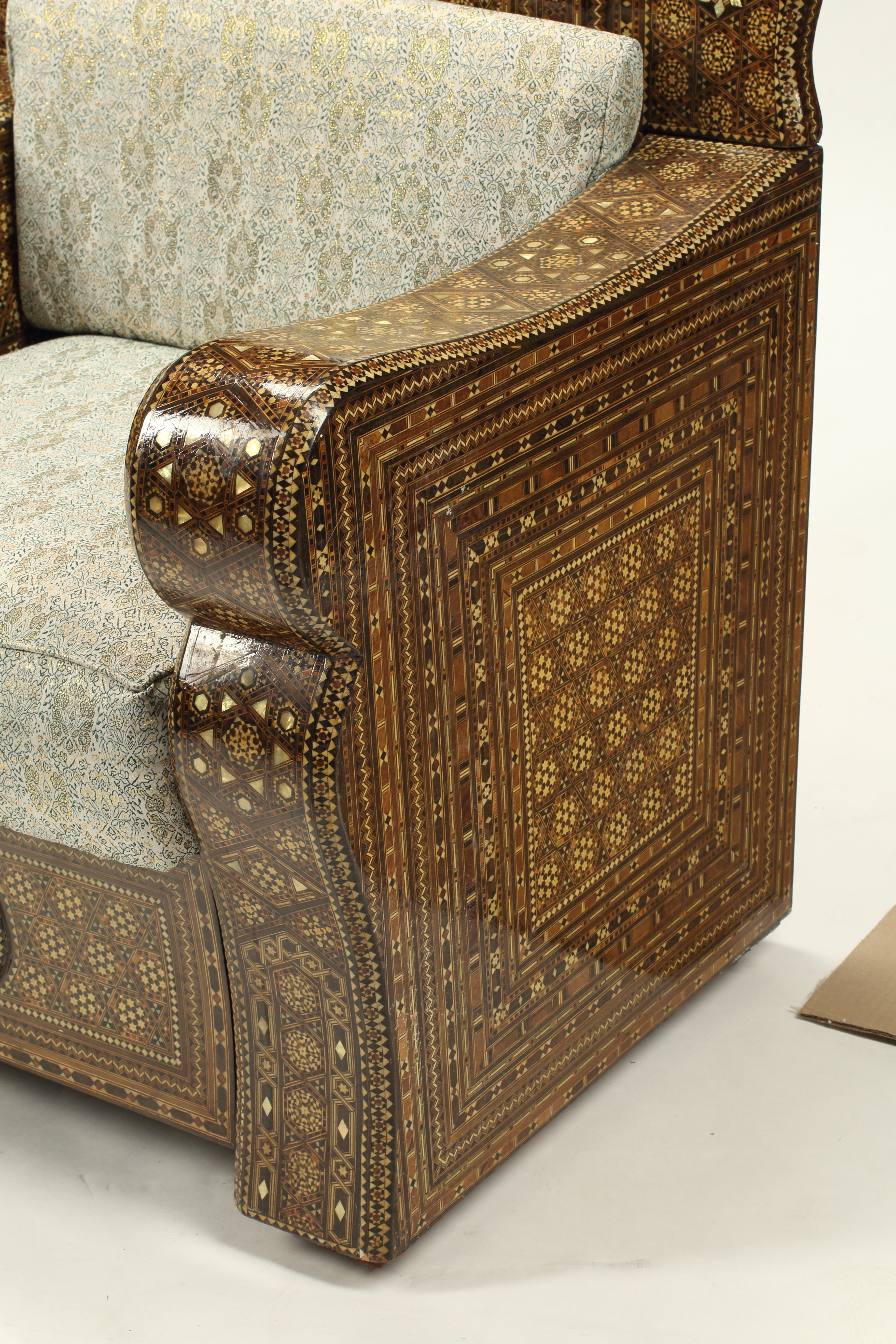 Pair of Moorish Style Inlaid Throne Chairs, 20th Century