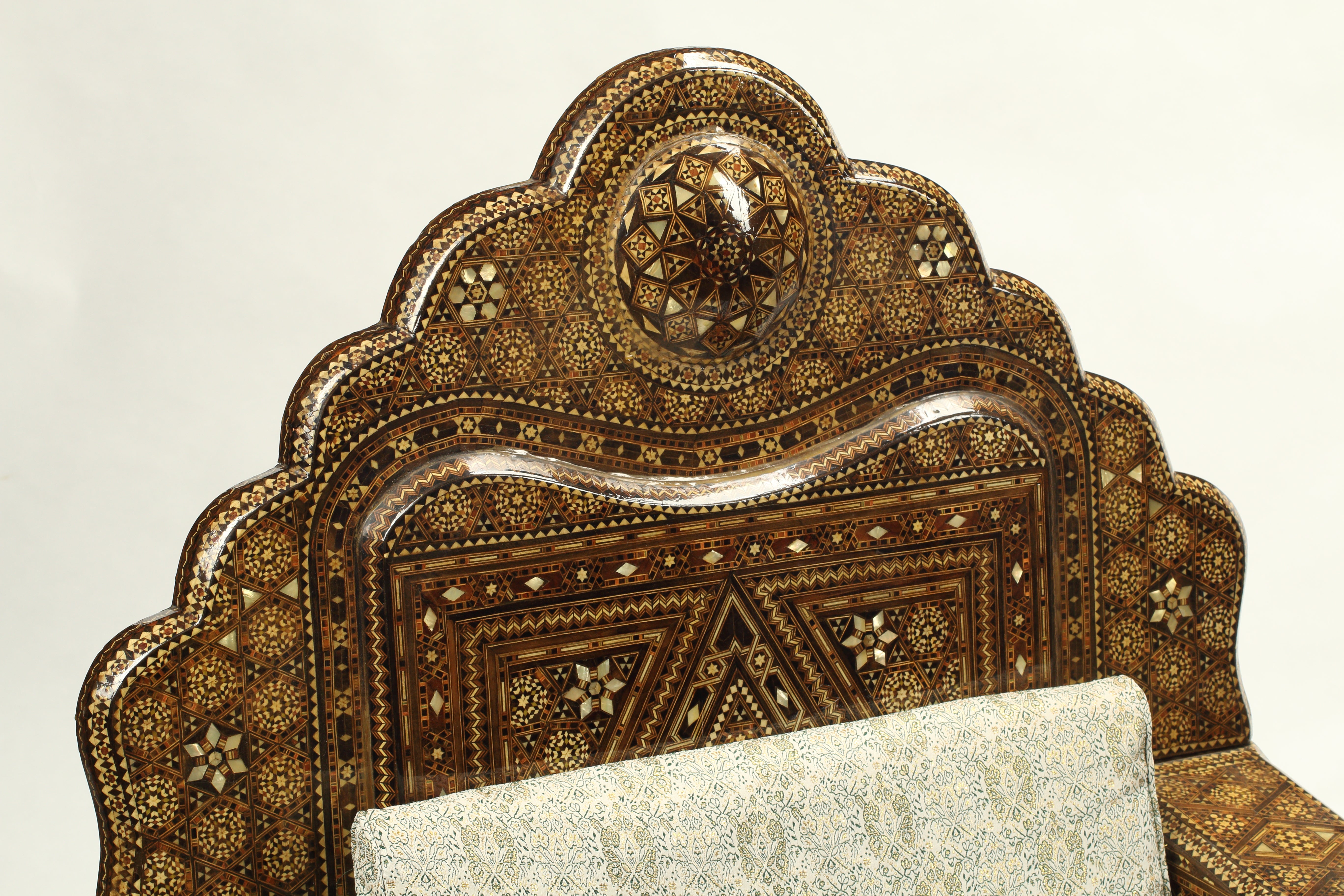 Pair of Moorish Style Inlaid Throne Chairs, 20th Century