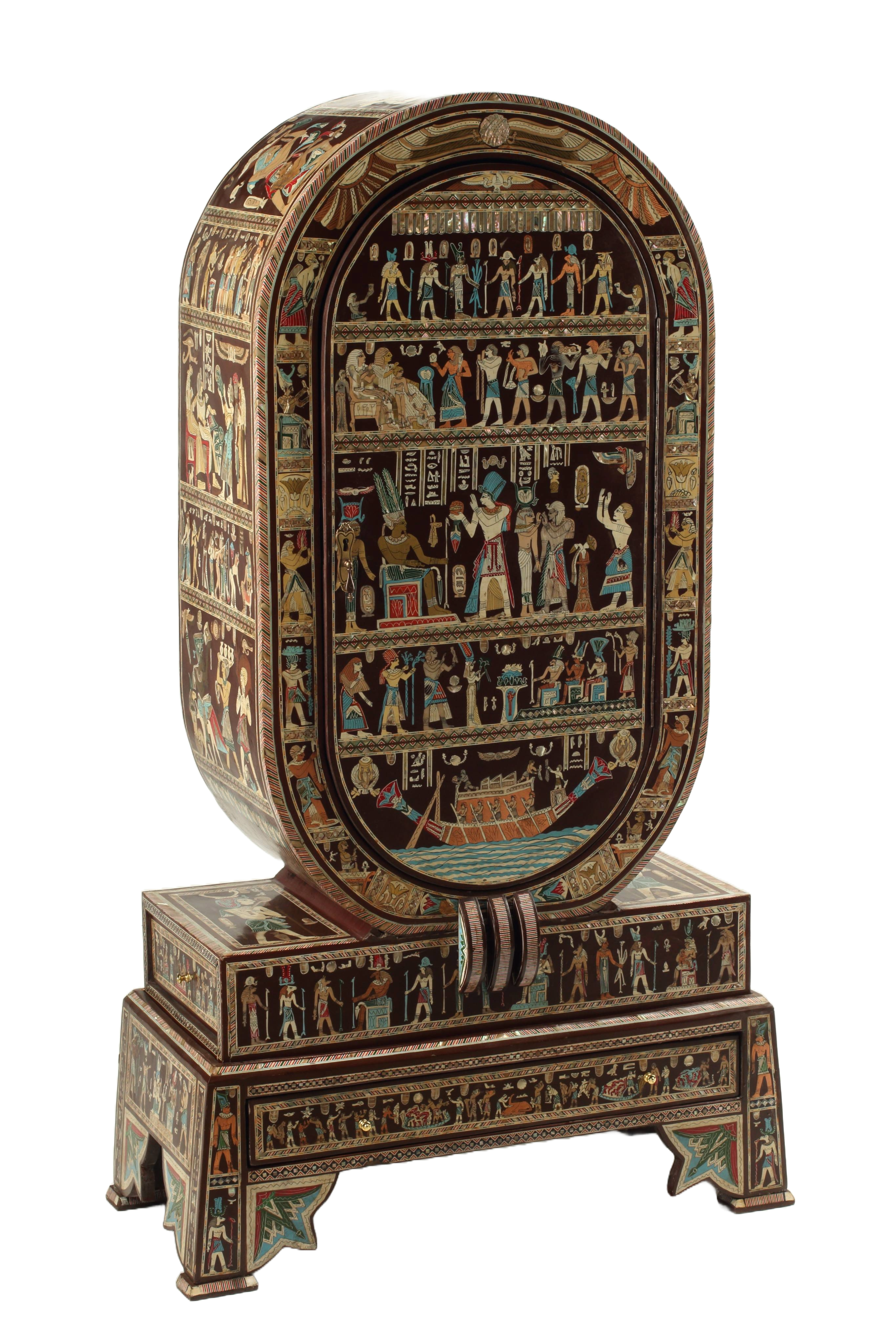 Egyptianesque Collector's Cabinet on Stand