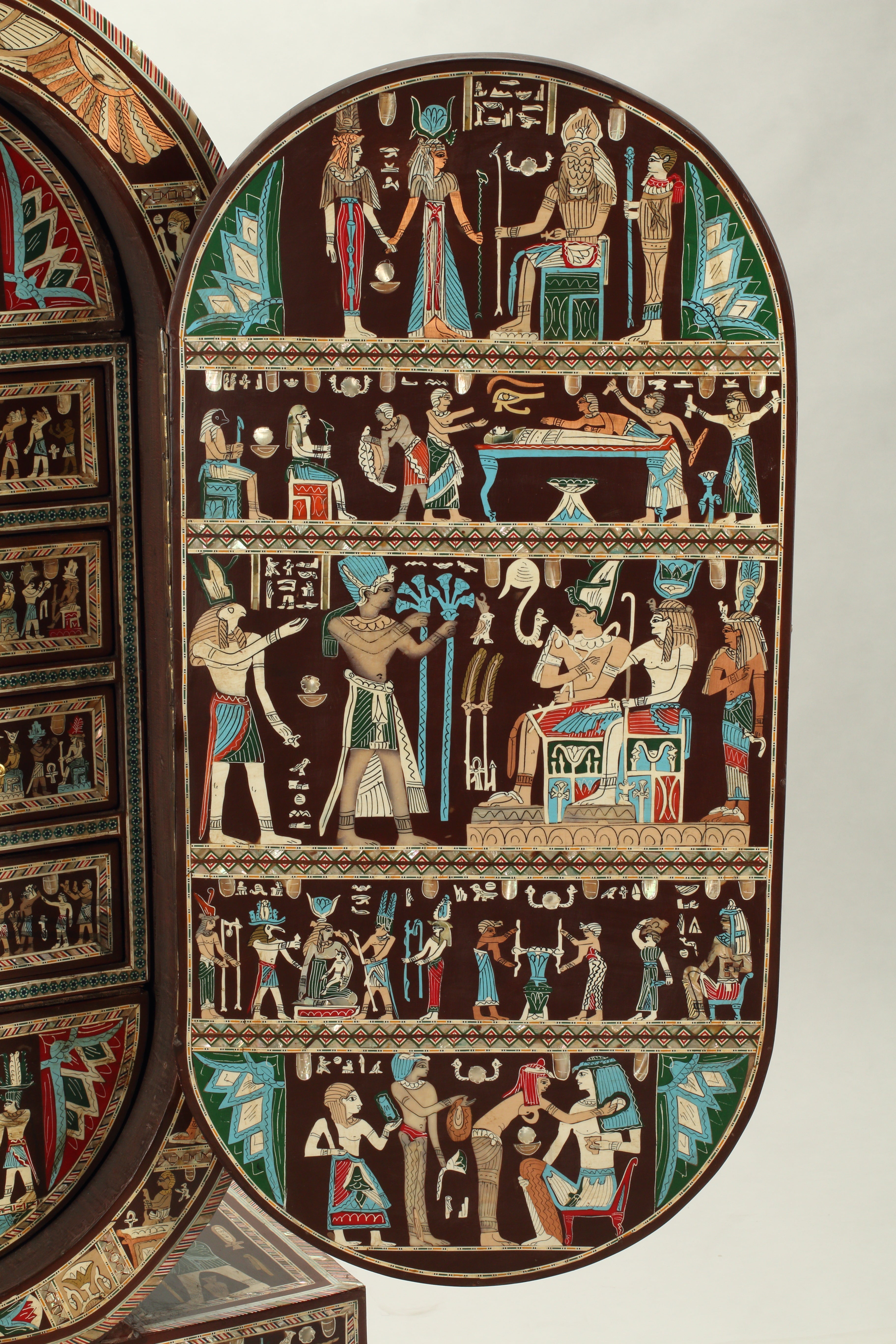 Egyptianesque Collector's Cabinet on Stand