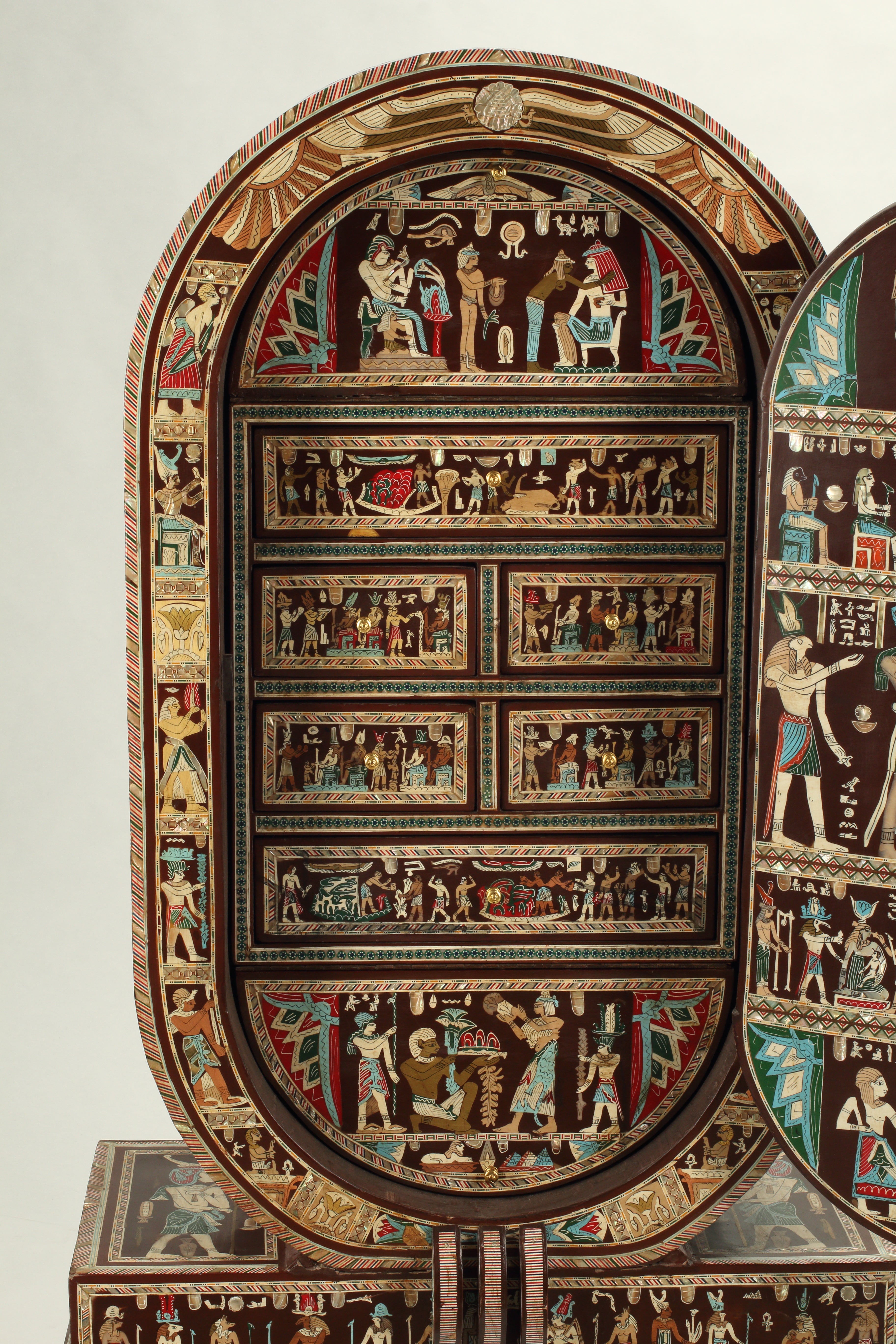 Egyptianesque Collector's Cabinet on Stand