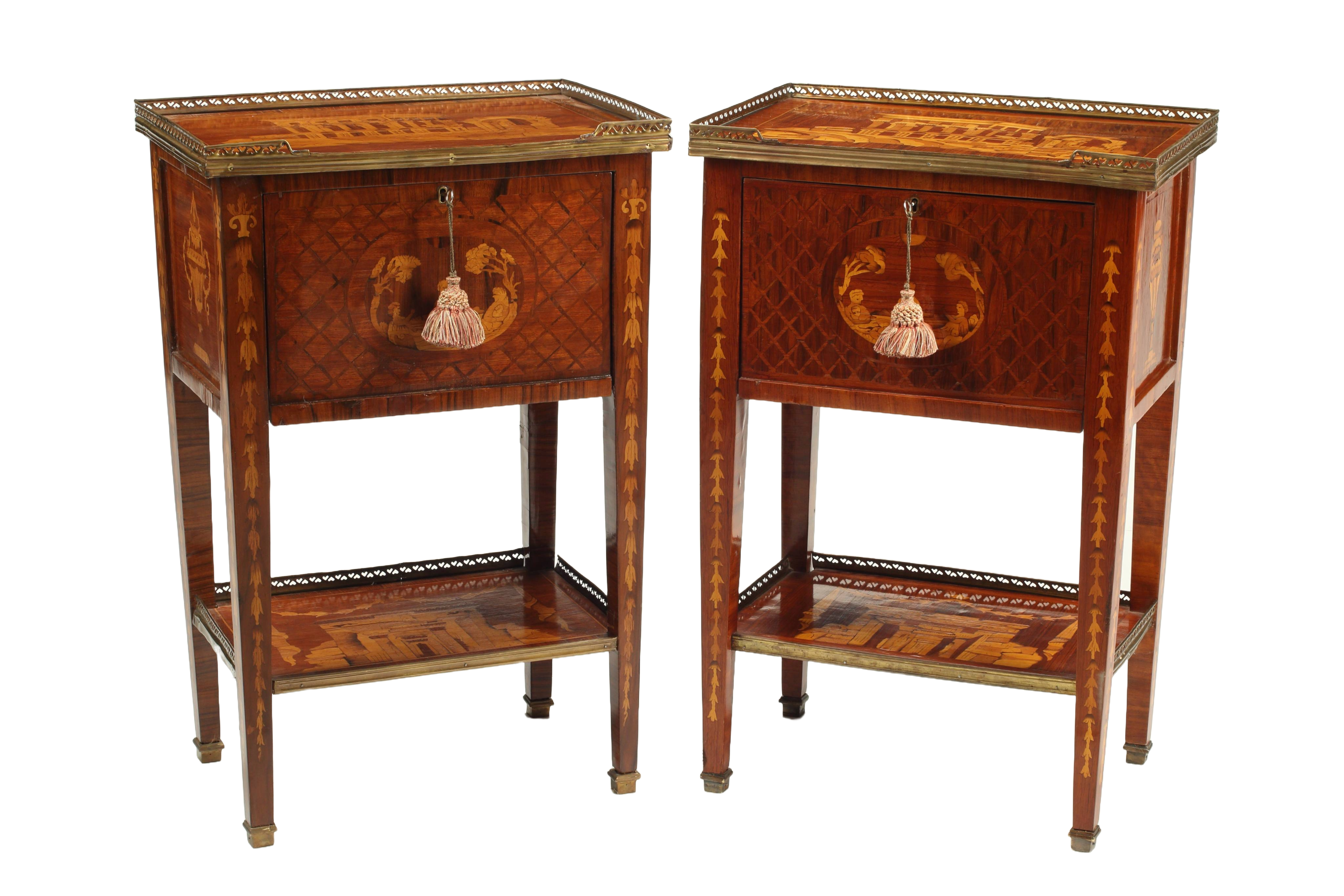 Pair of Topino Style Night Stands or Side Tables, Late 19th Century French