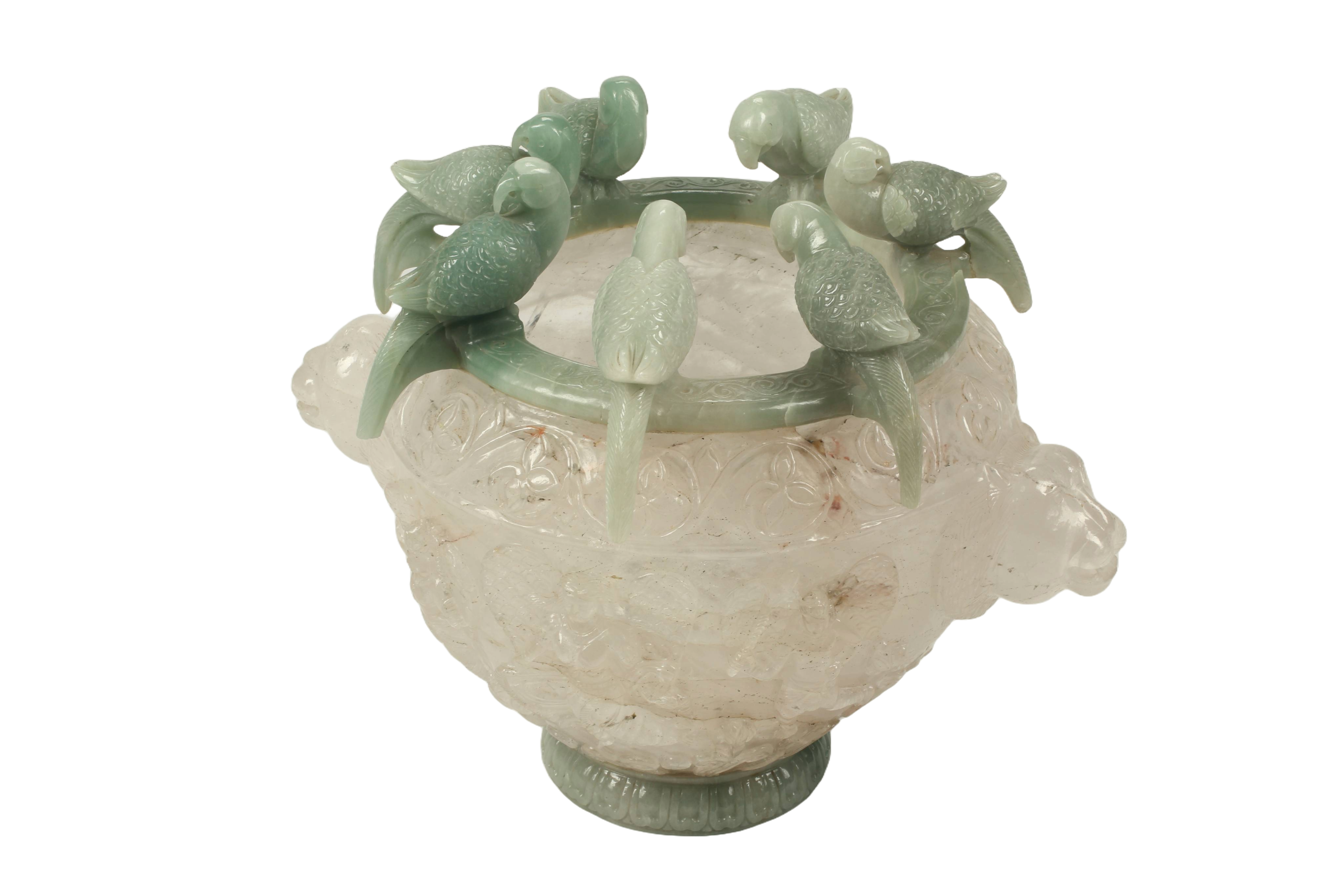 Rock Crystal and Green Jasper Urn, 20th Century Continental