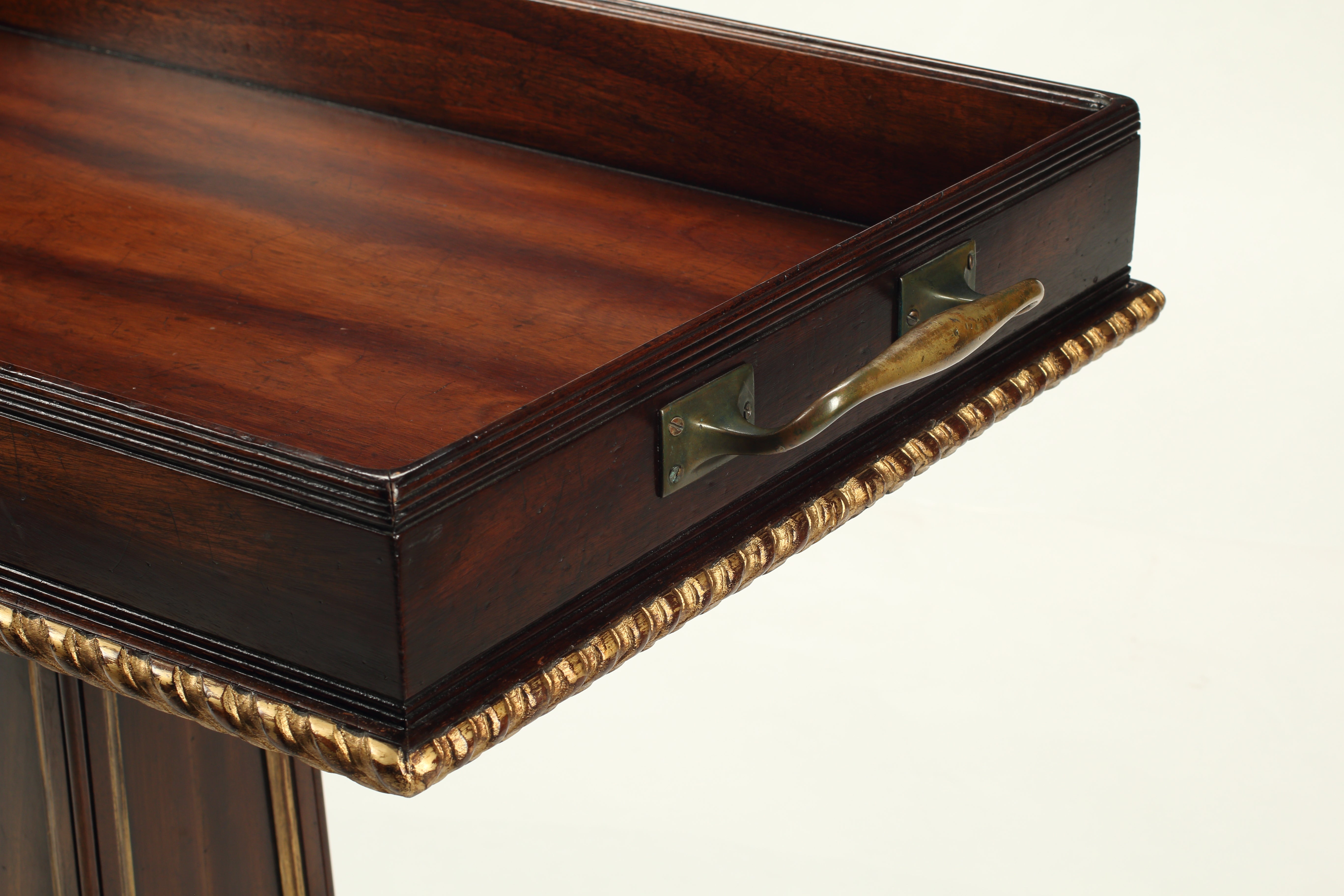 Mahogany William IV Parcel-Gilt Tray on Stand, 19th Century English