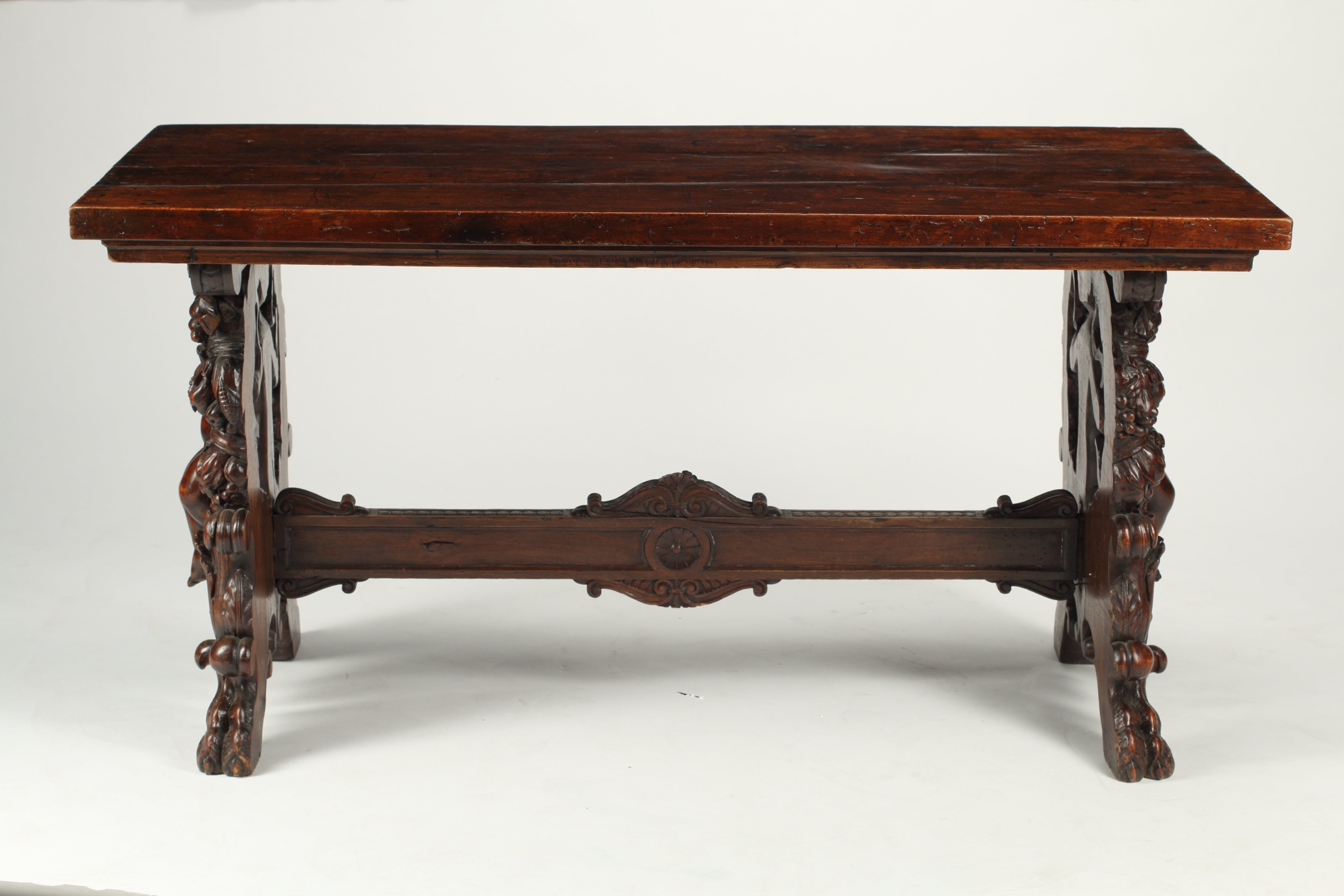 Walnut Spanish Trestle Table, 18th-19th Century