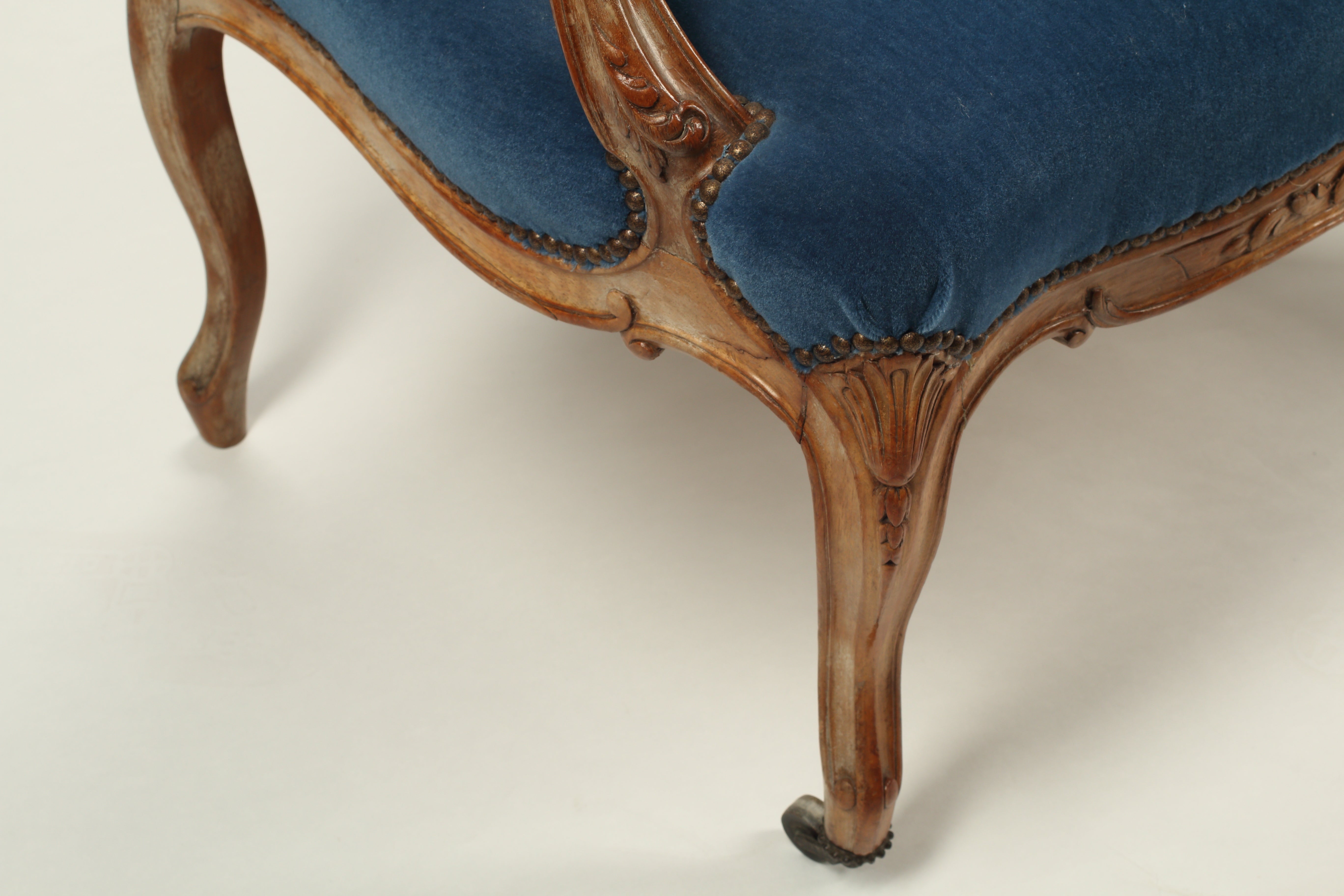 Pair of Louis XV Style Walnut Armchairs, 19th Century French