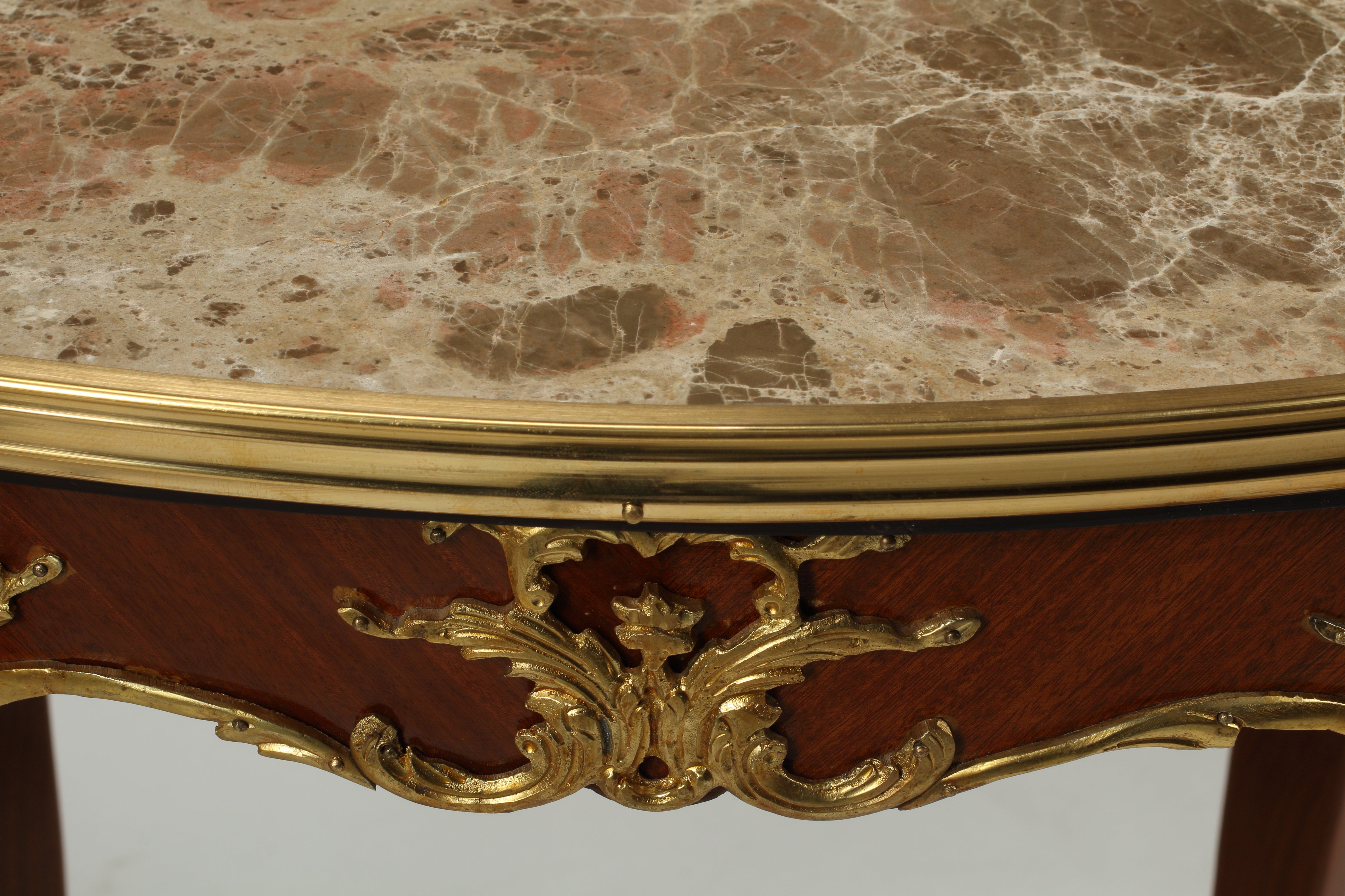 Pair of Louis XV Style Tables with Marble Top and Bronze Mounts