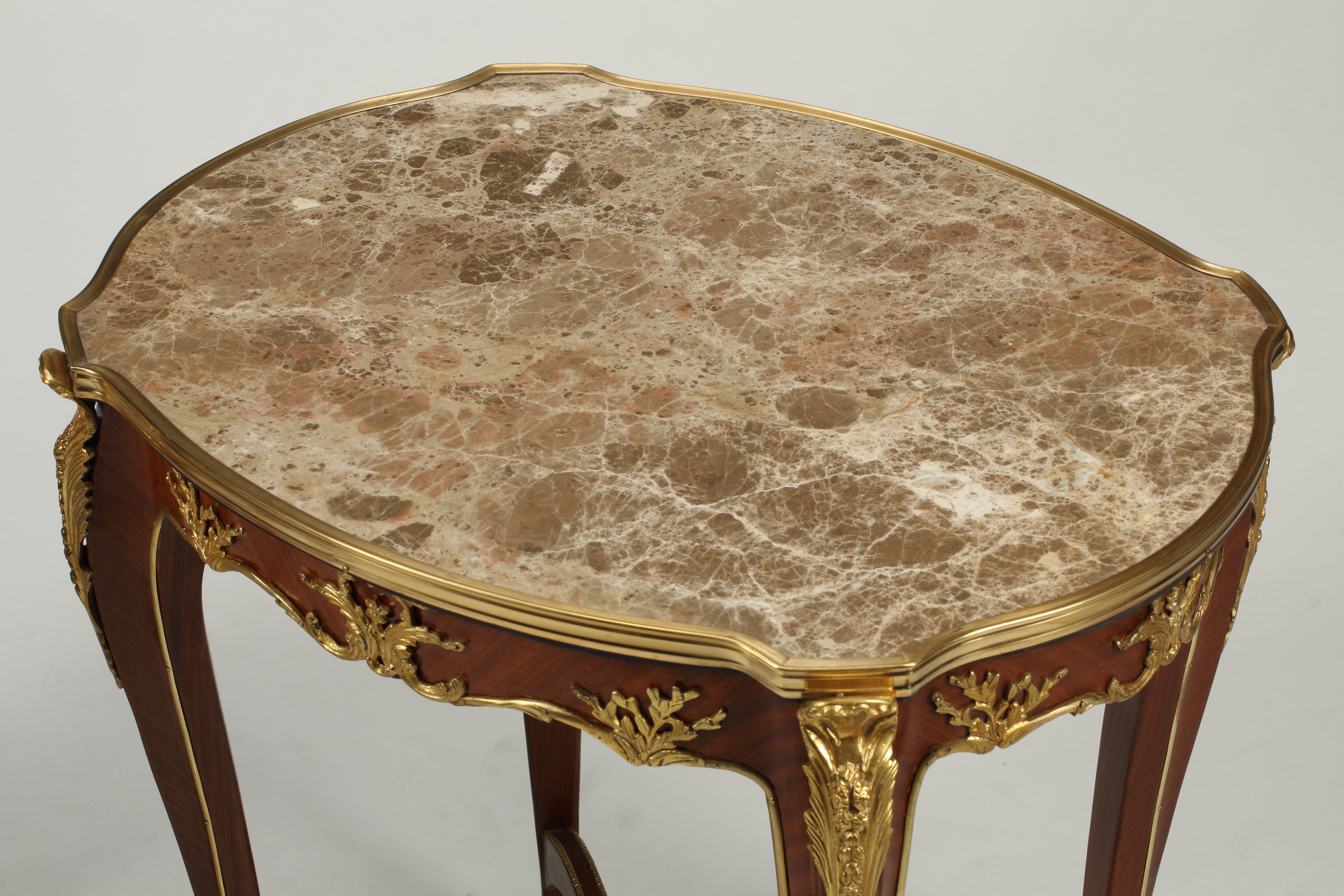 Pair of Louis XV Style Tables with Marble Top and Bronze Mounts