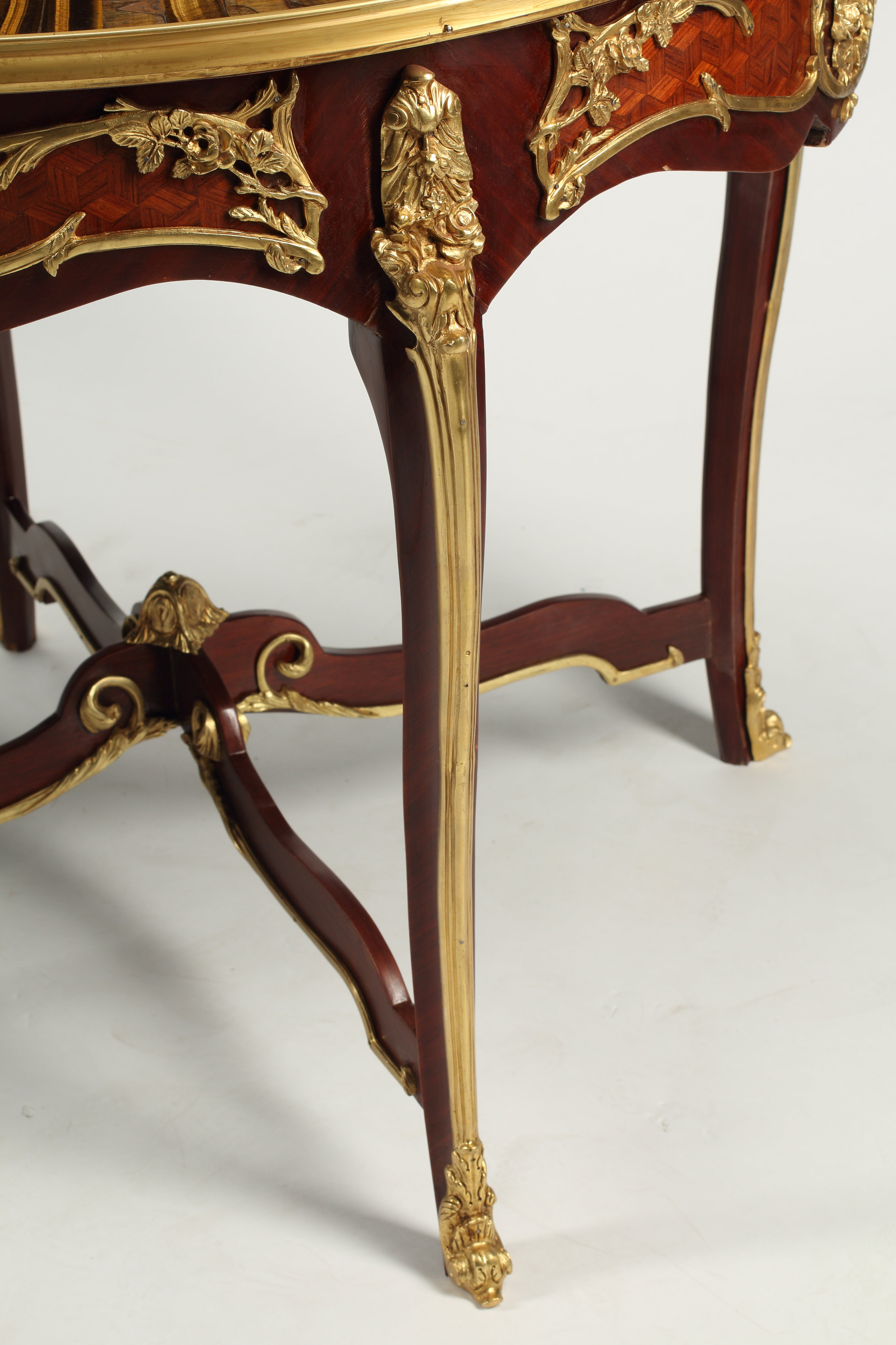 Pair of Louis XV Style Gueridons with Tiger's Eye Table Tops