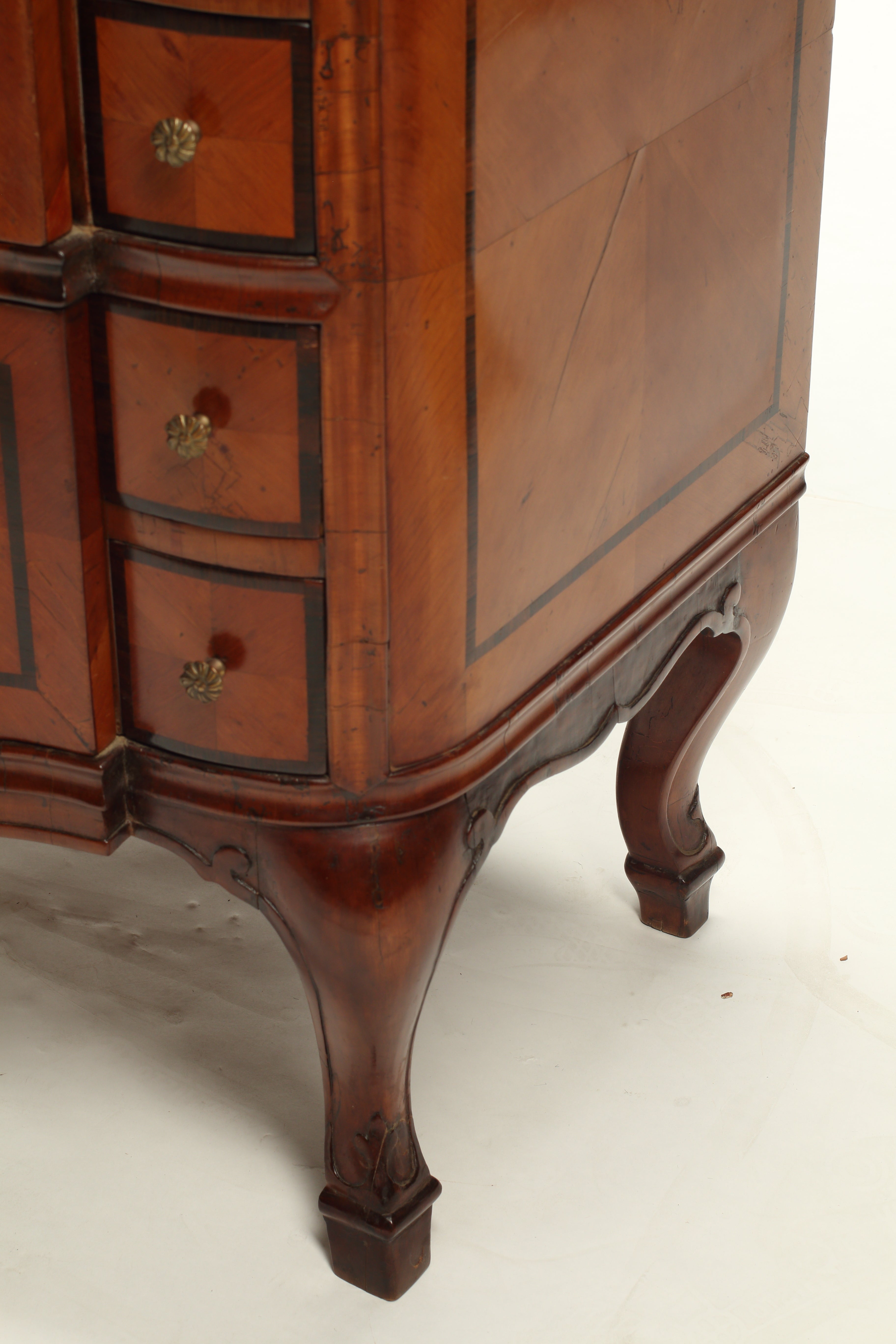 Chest of Drawers with Wood Inlay and Black Marble Top, 18th Century Swiss