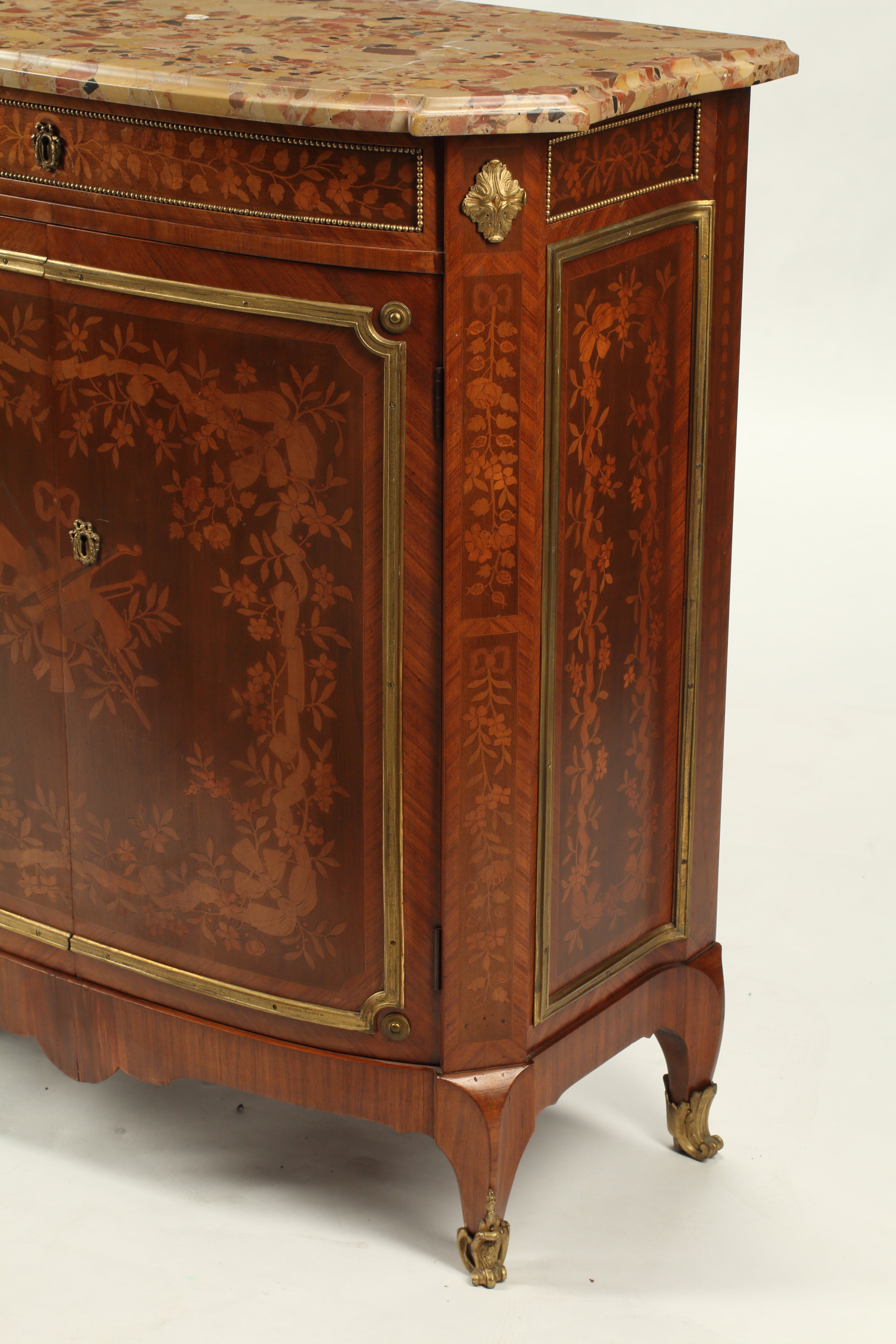 Pair of Marquetry Cabinets with Ormolu Bronze Mounts, French Late 19th Century