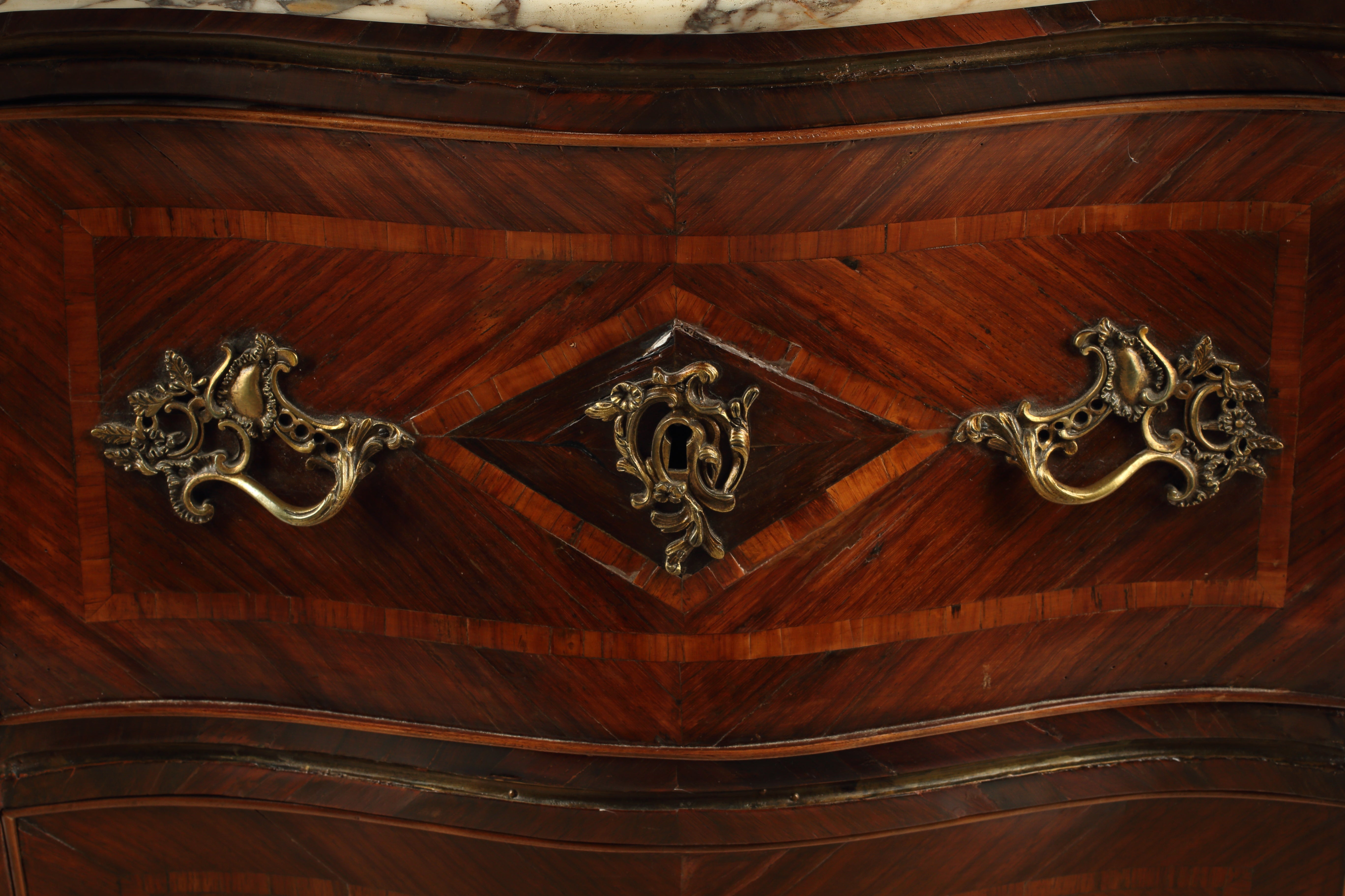 Genoise Chest of Drawers with Marble Top, 18th Century Italian