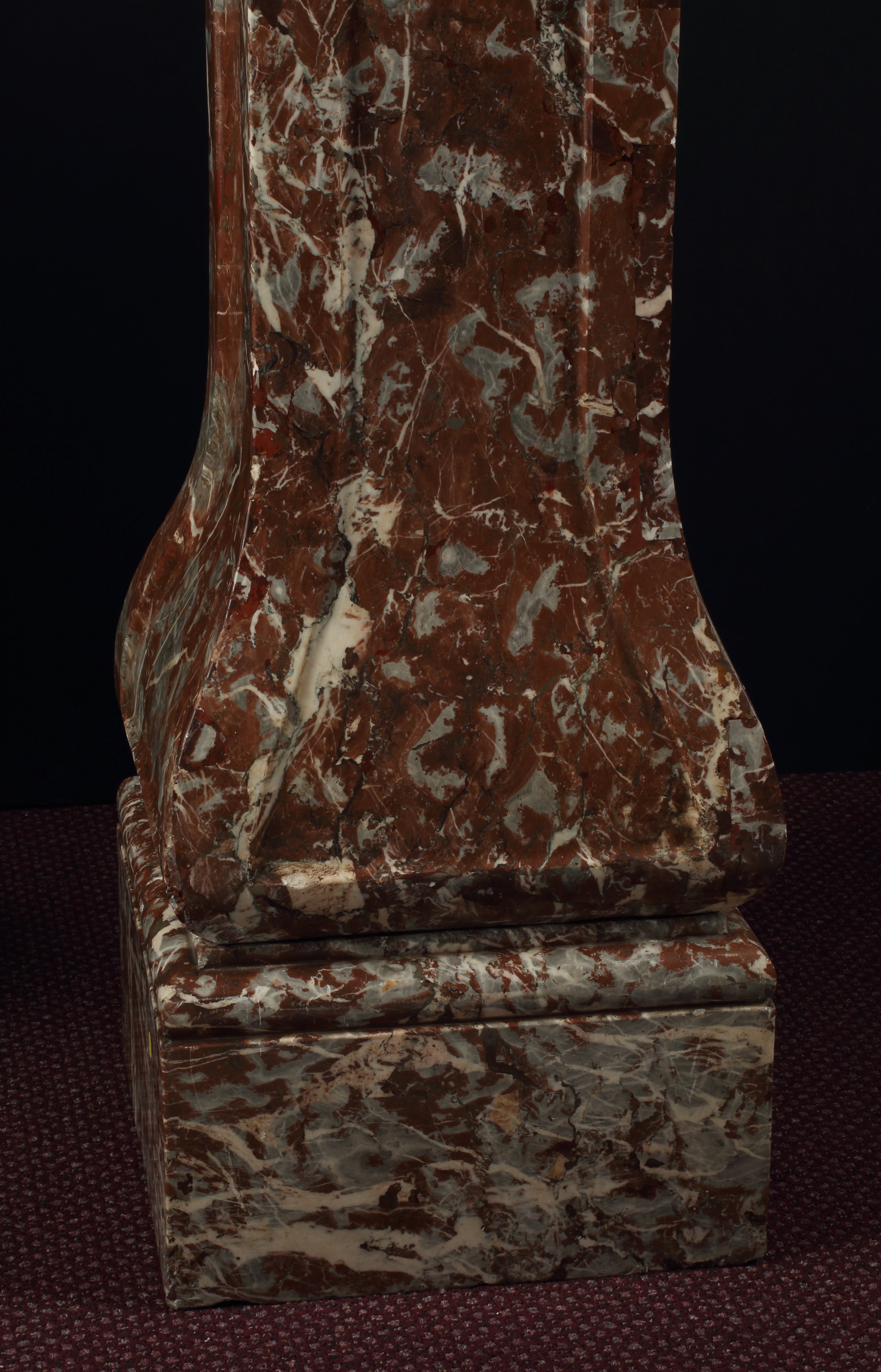 Multi-Colored Specimen Marble Bust on Pedestal After the Antique, Italian 19th Century