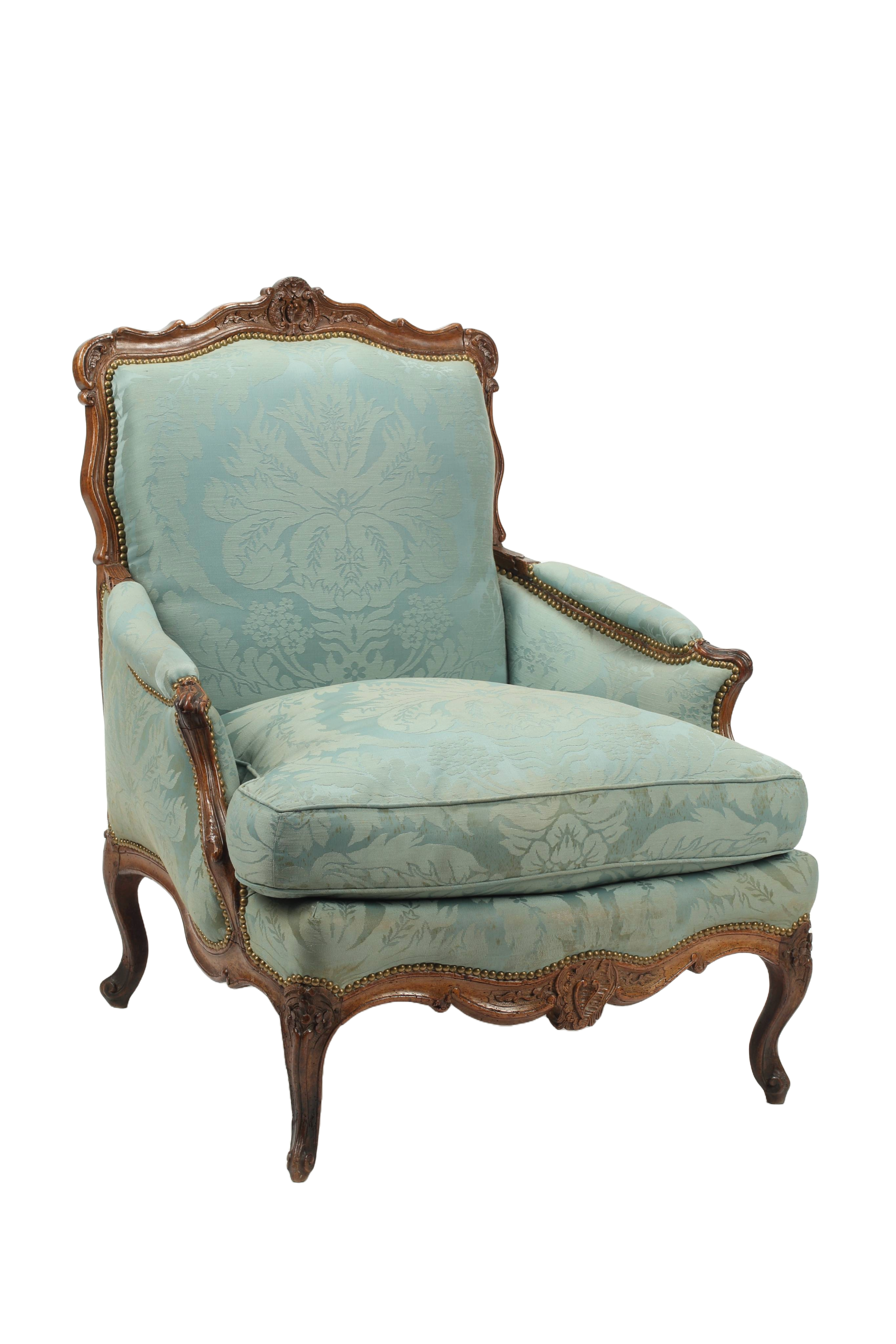 18th Century Walnut Bregere, Upholstered