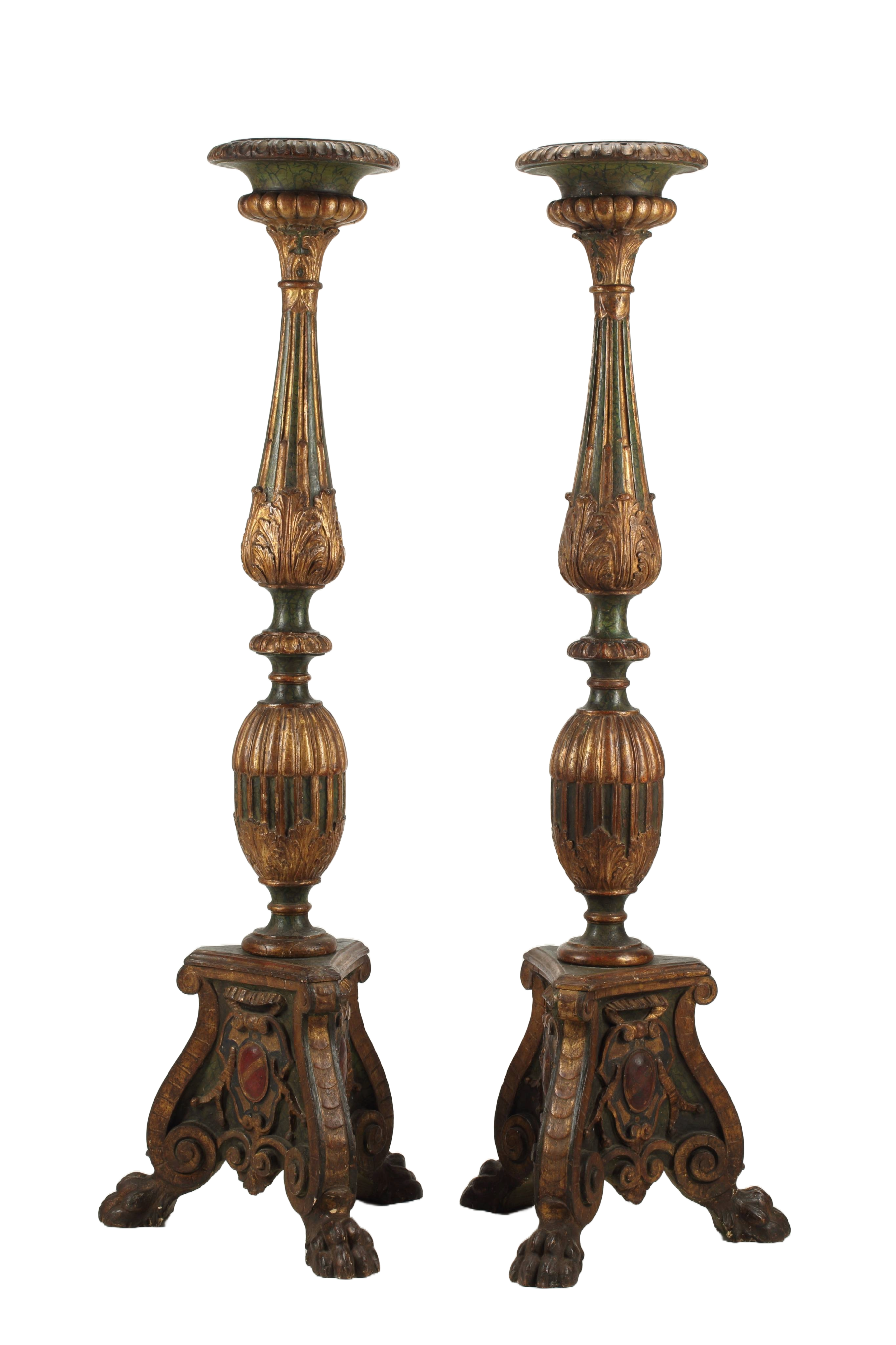 Pair of 19th Century Italian Renaissance Style Large Torcheres